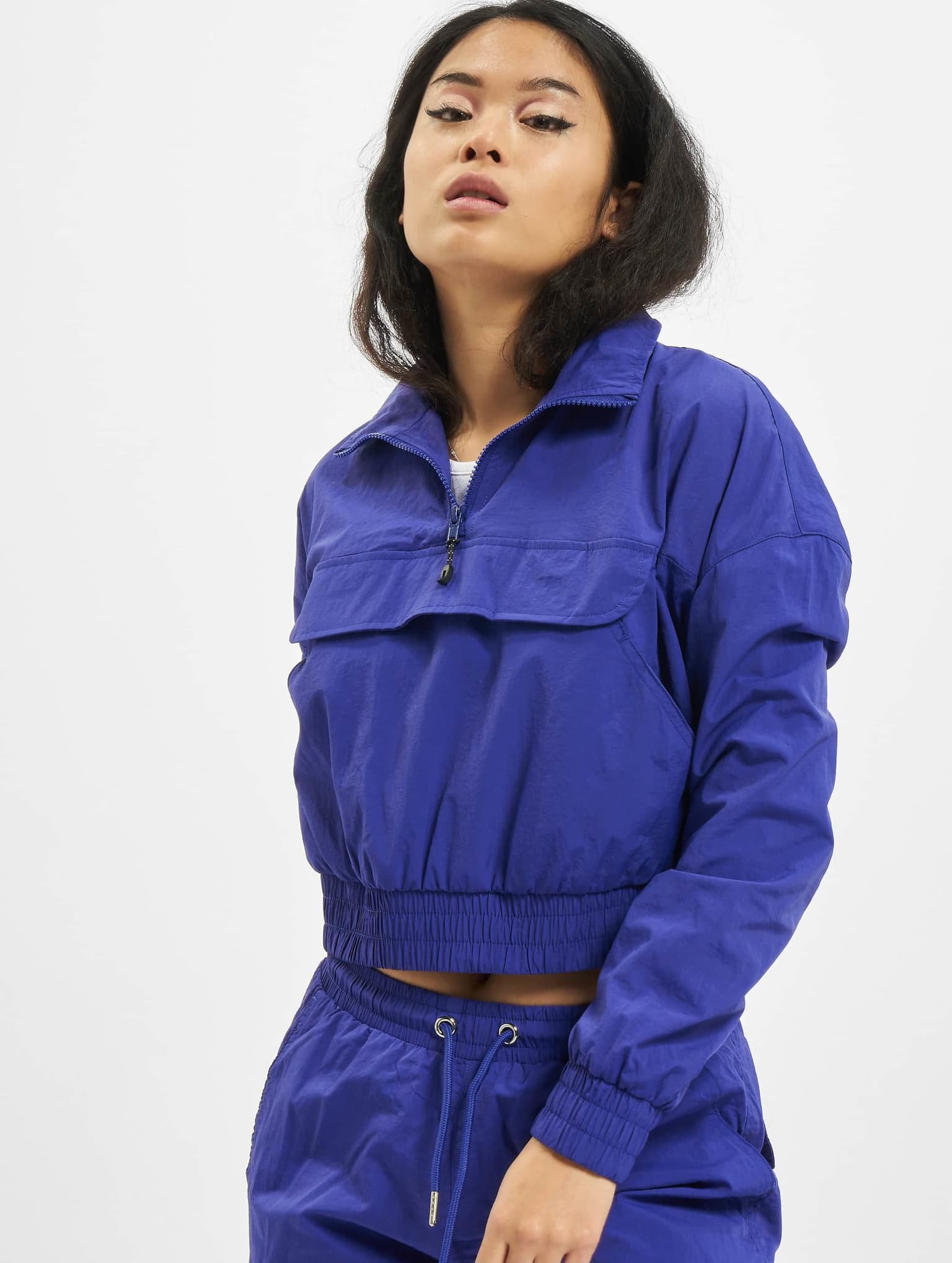 Urban Classics Ladies Cropped Crinkle Nylon Pull Over Jacket