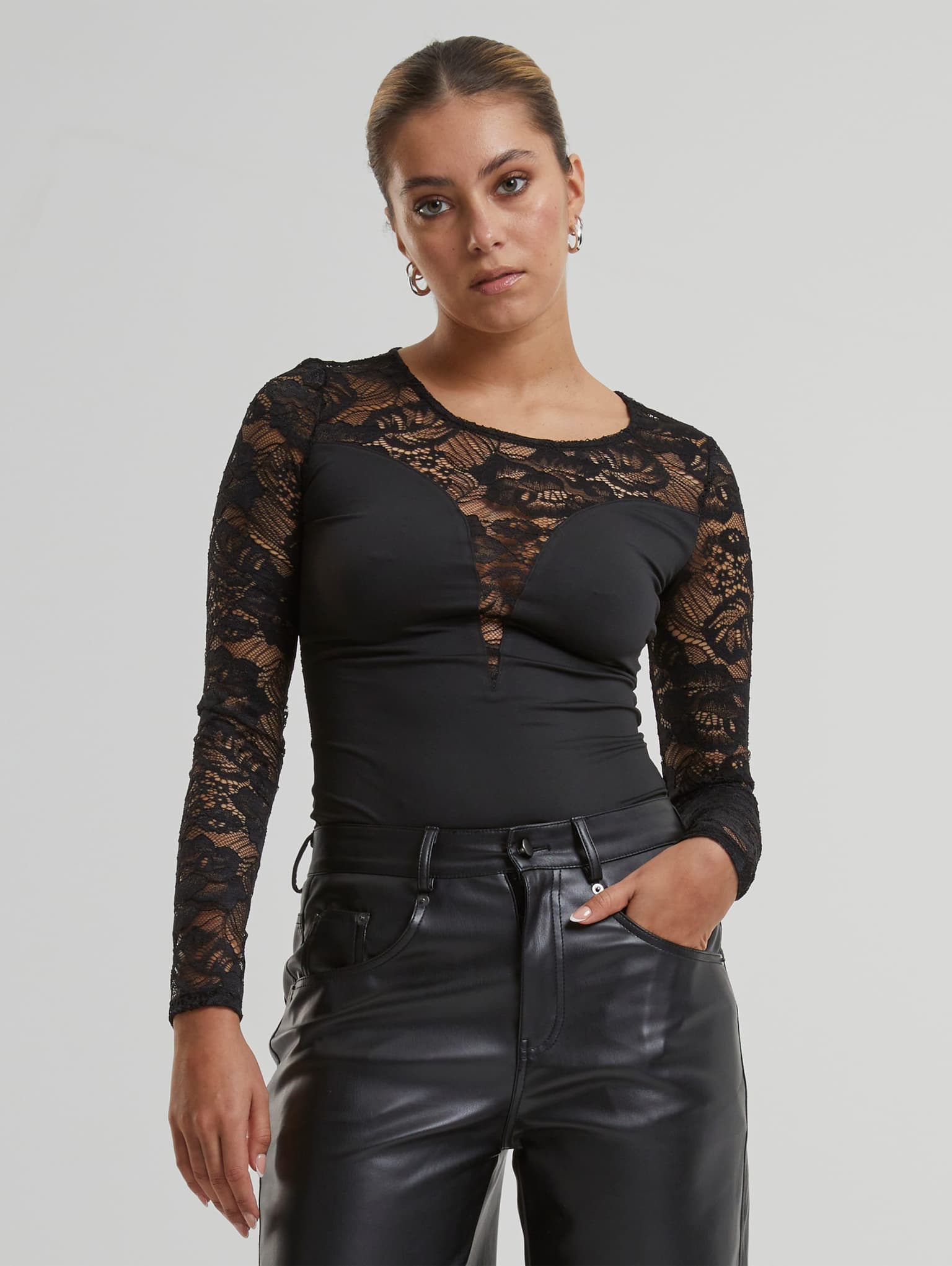 Urban Classics Ladies Round Neck Lace Body