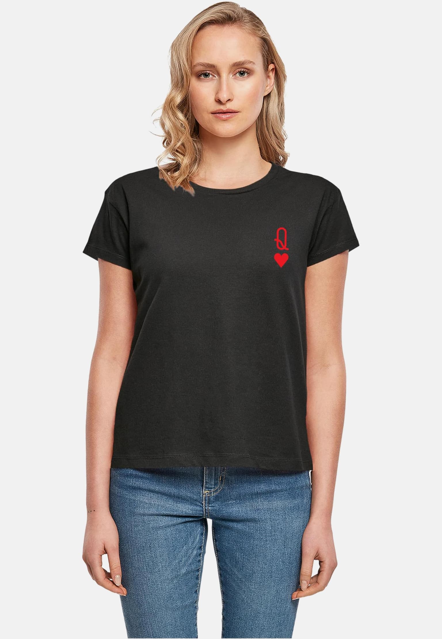 Merchcode Ladies Hugs & Love - Queen of Hearts Box Tee