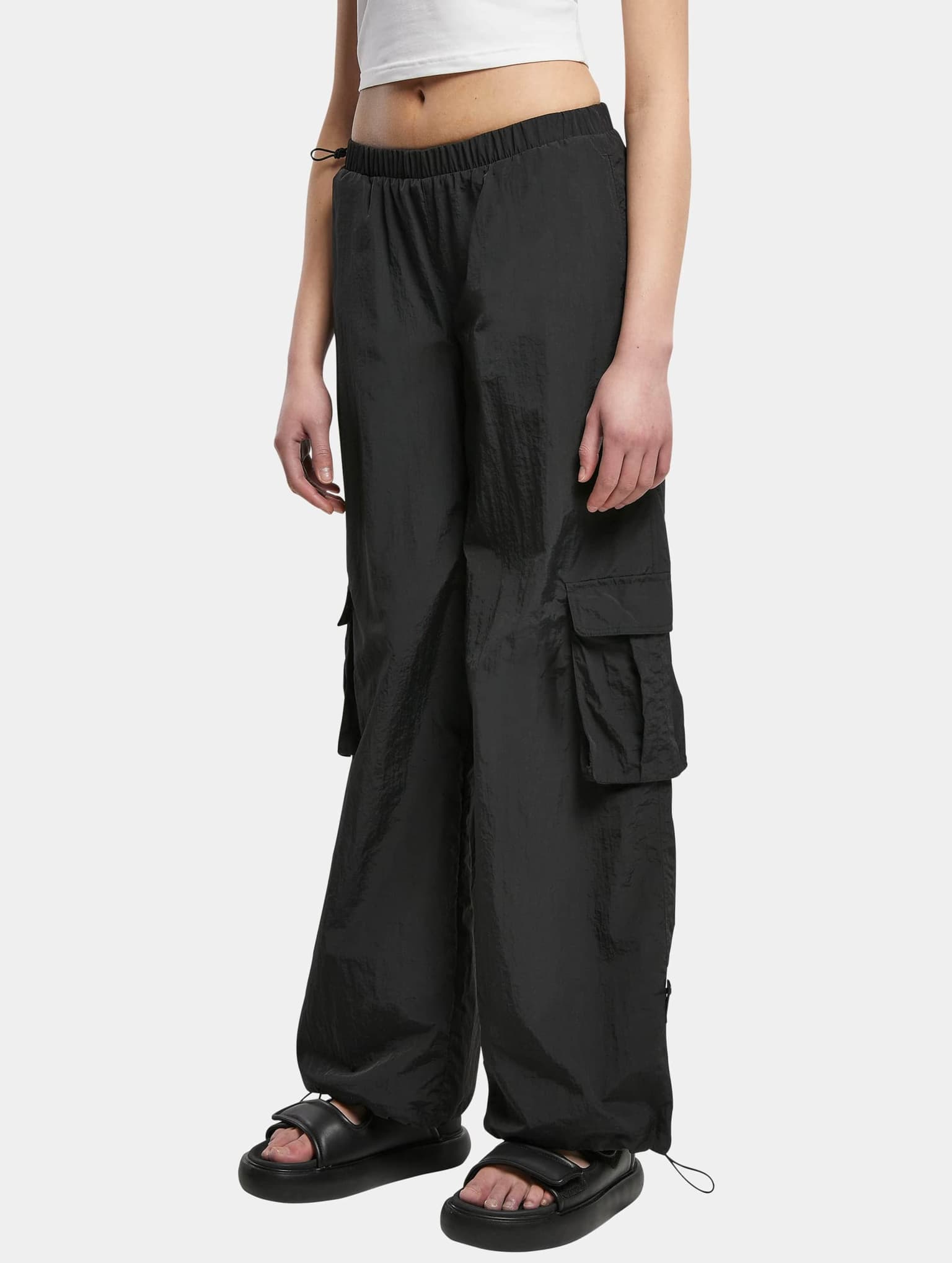 Urban Classics Ladies Highwaist Wide Leg Cargo Terry Pants – Bild 3