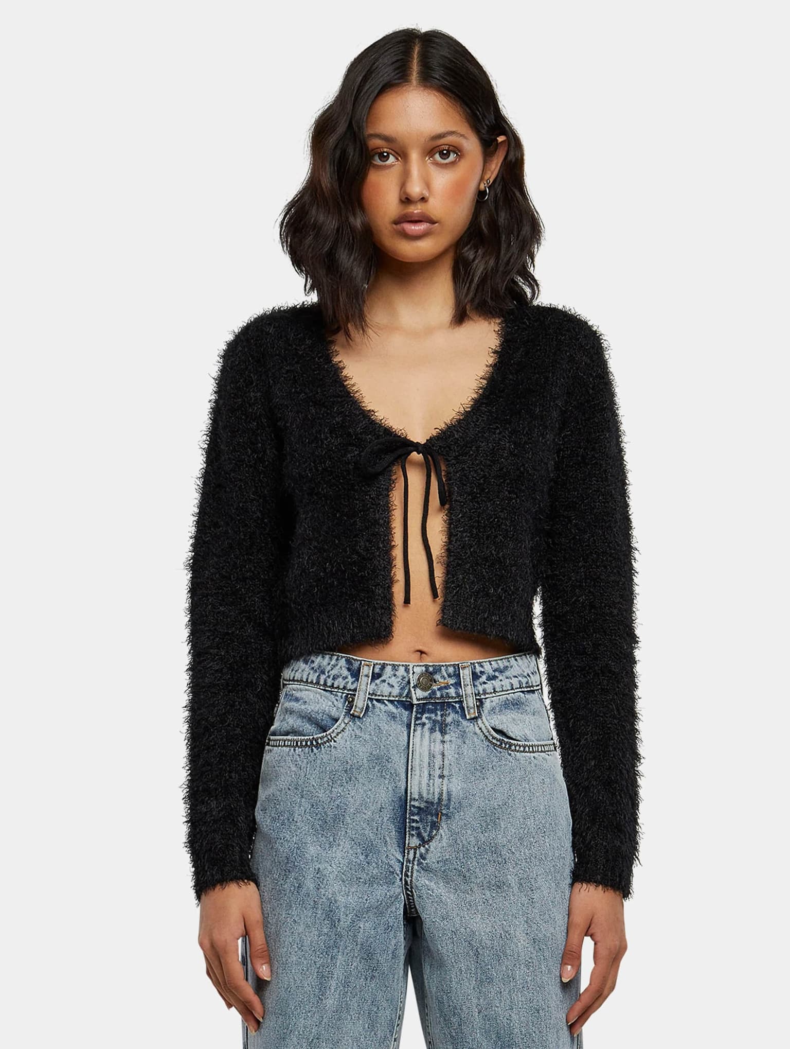 Urban Classics Ladies Tied Cropped Feather Cardigan – Bild 3