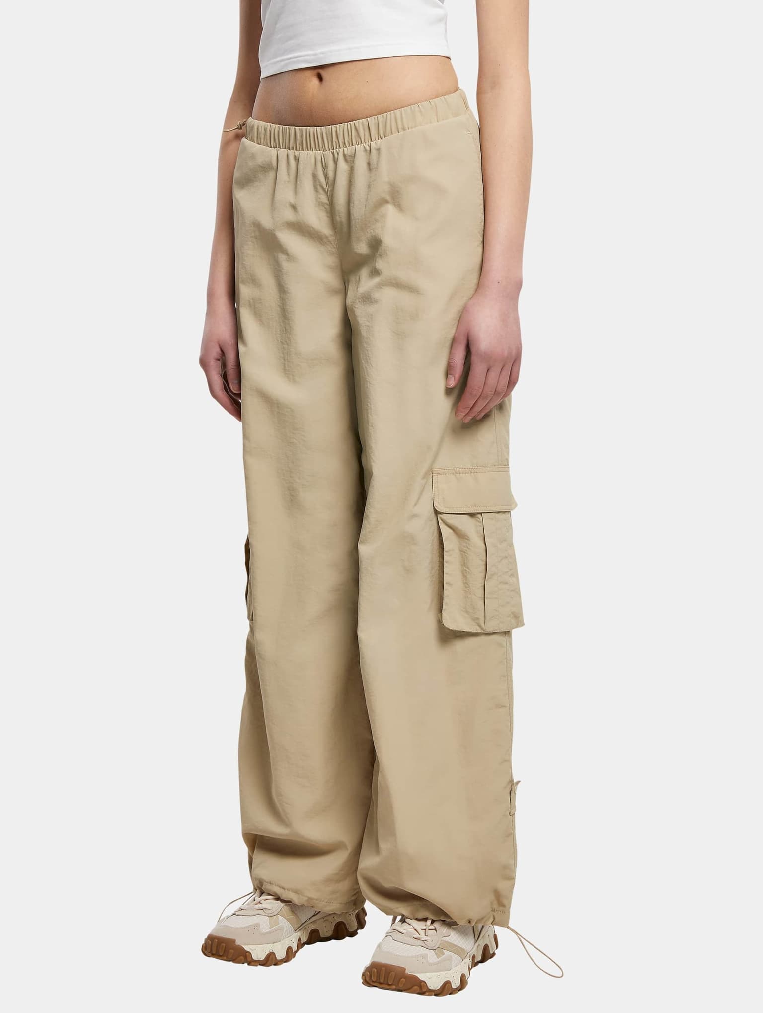 Urban Classics Ladies Wide Crinkle Nylon Cargo Pants