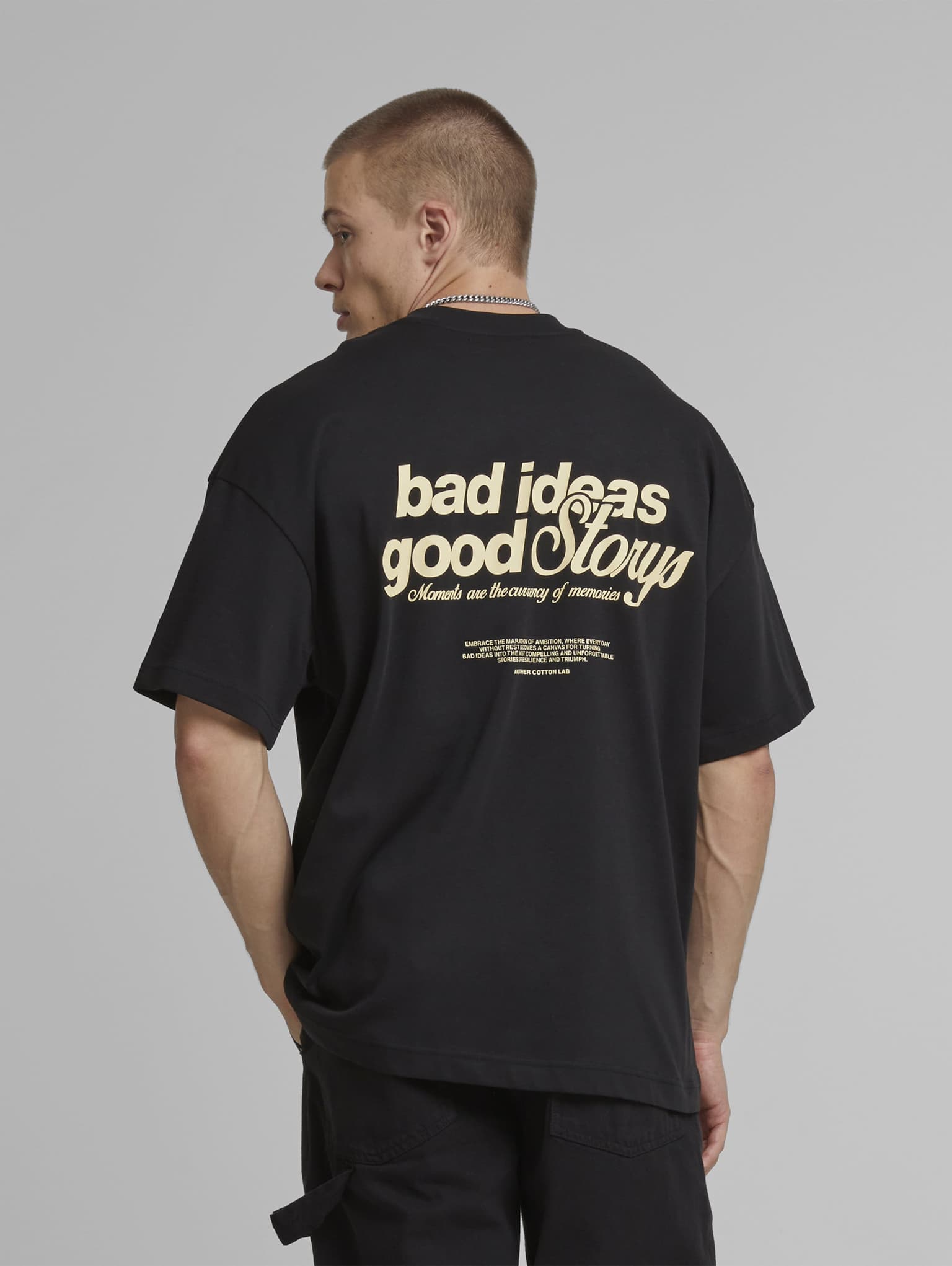 Another Cotton Lab Bad Ideas Good Storys Oversize T-Shirt – Bild 2