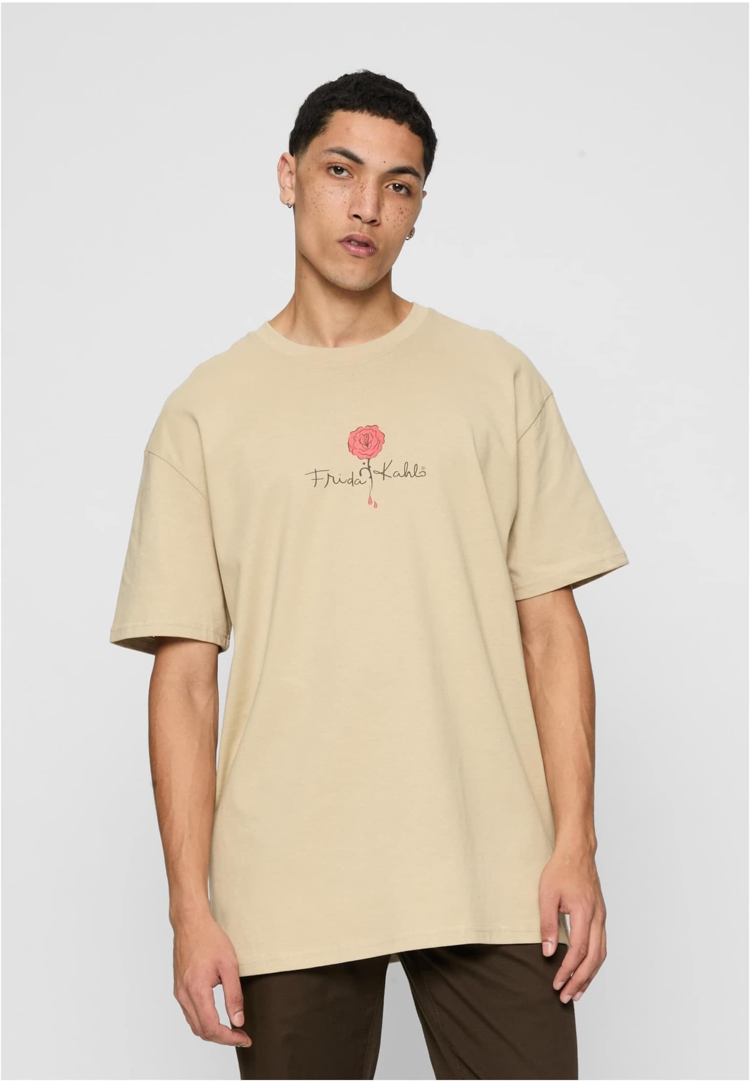 Merchcode Frida Kahlo - Logo rose Heavy Oversize Tee