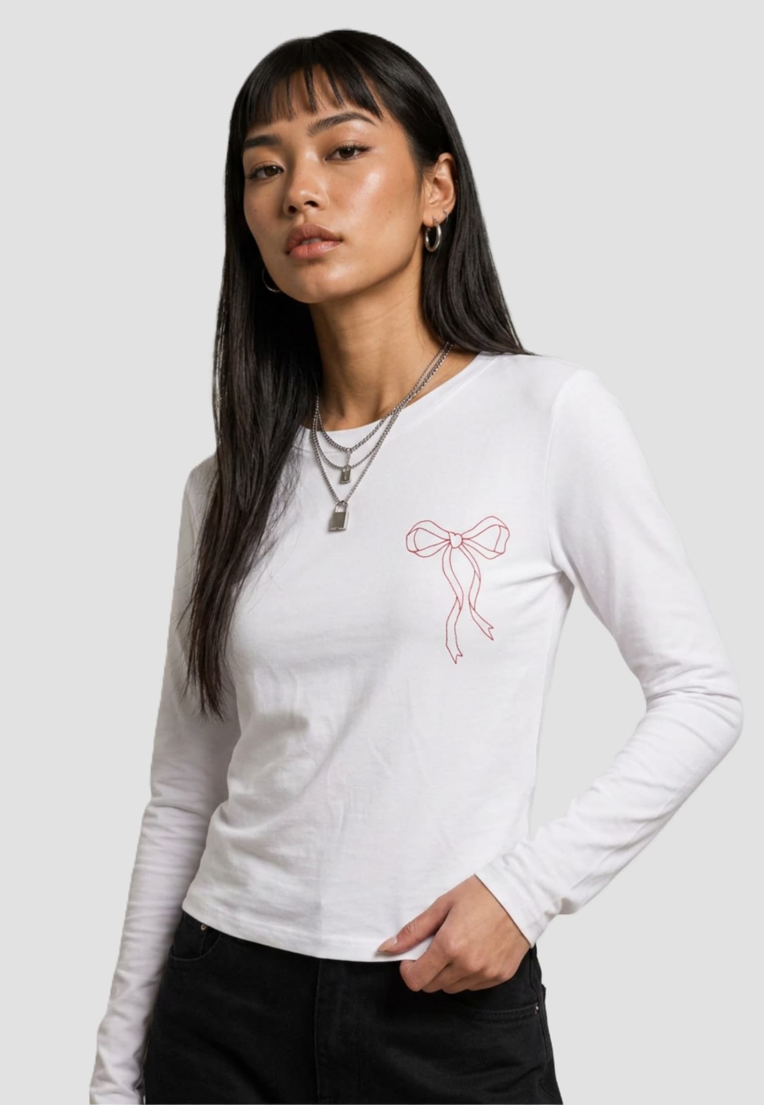 Miss Tee Bow Oneliner Ladies Short Longsleeve