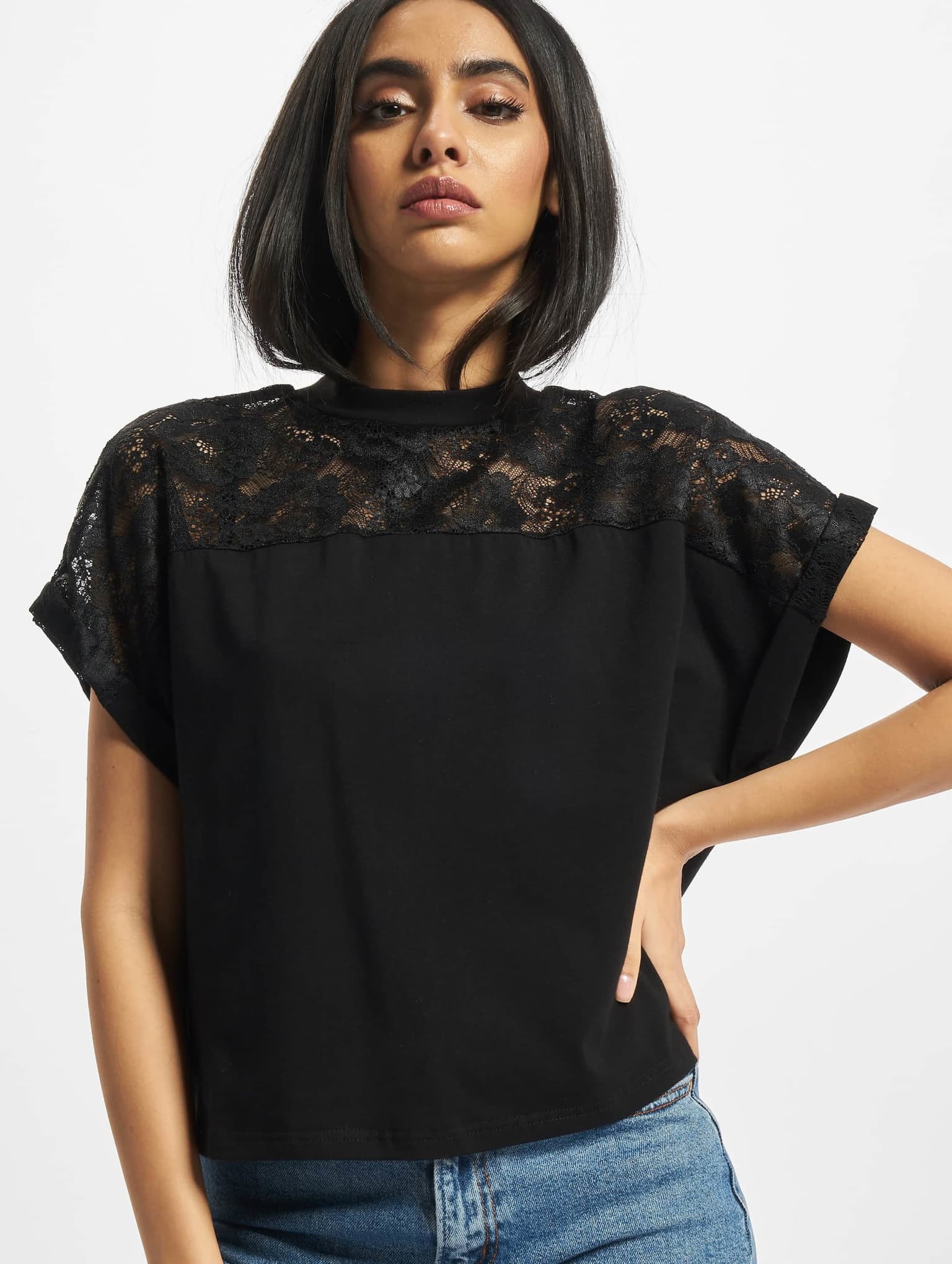Urban Classics Ladies Short Oversized Lace Tee