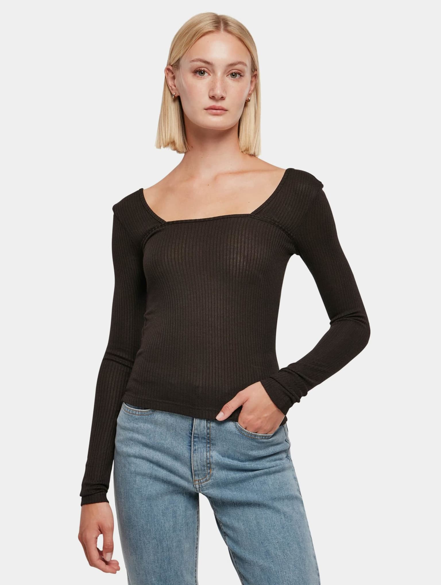 Urban Classics Ladies Rib Squared Neckline Longsleeve