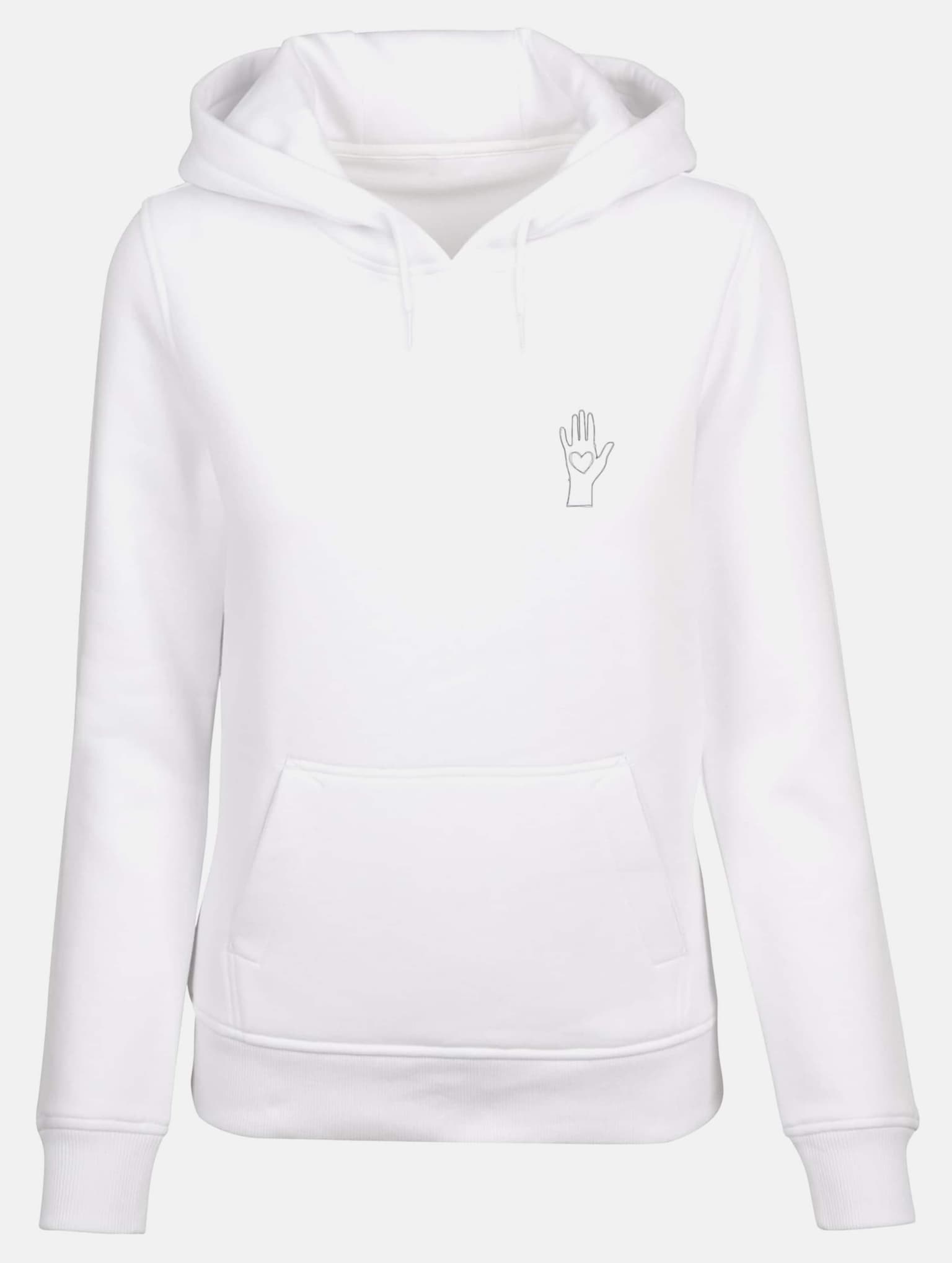 Merchcode Ladies Peace - Scribble Hand Heart White Hoody – Bild 3