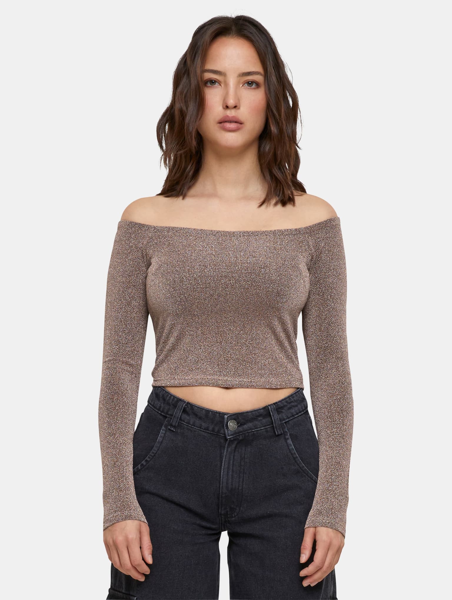 Urban Classics Ladies Off Shoulder Glitter Longsleeve – Bild 3