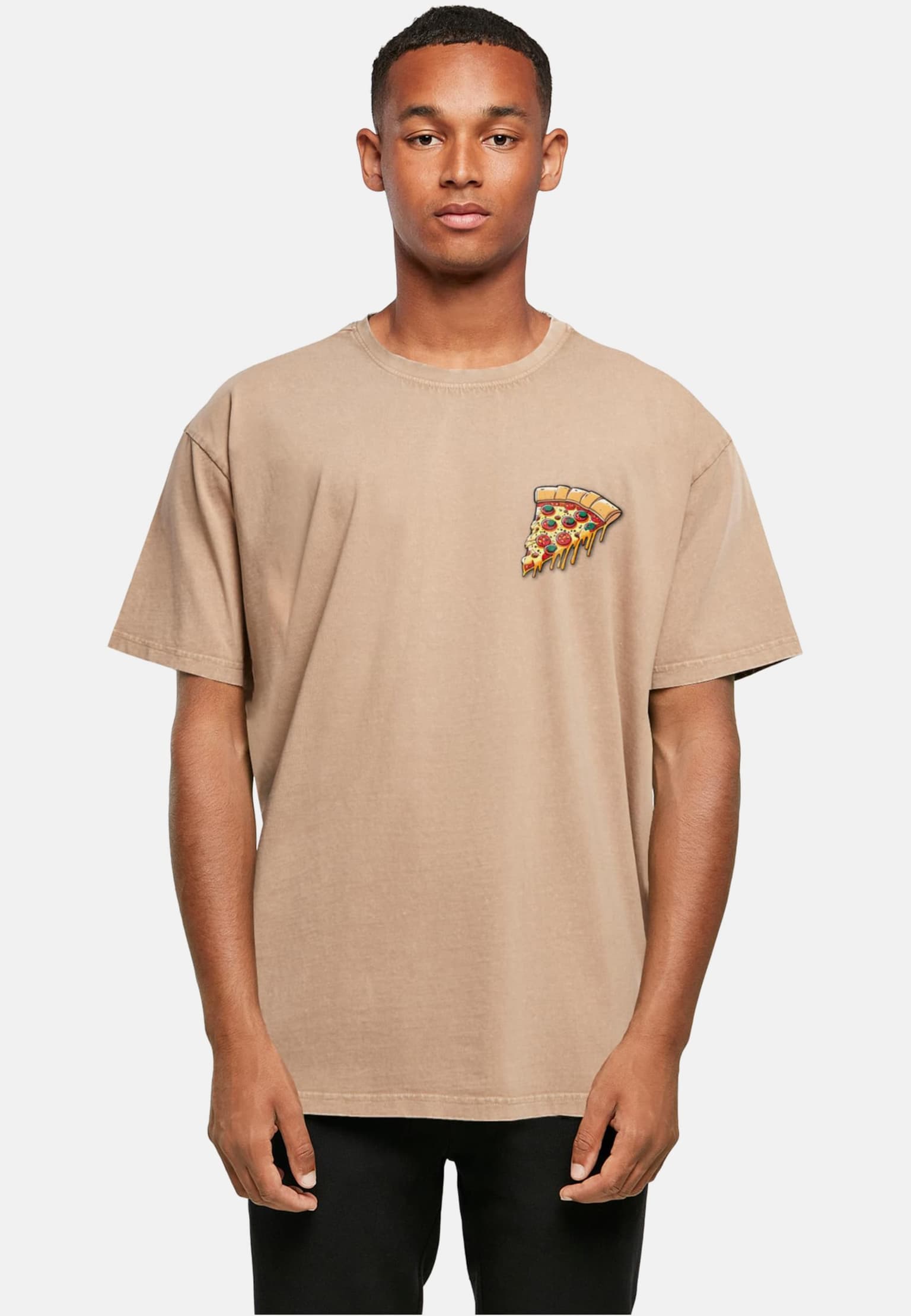 Merchcode POD Pizza Comic Acid Washed Oversized Tee