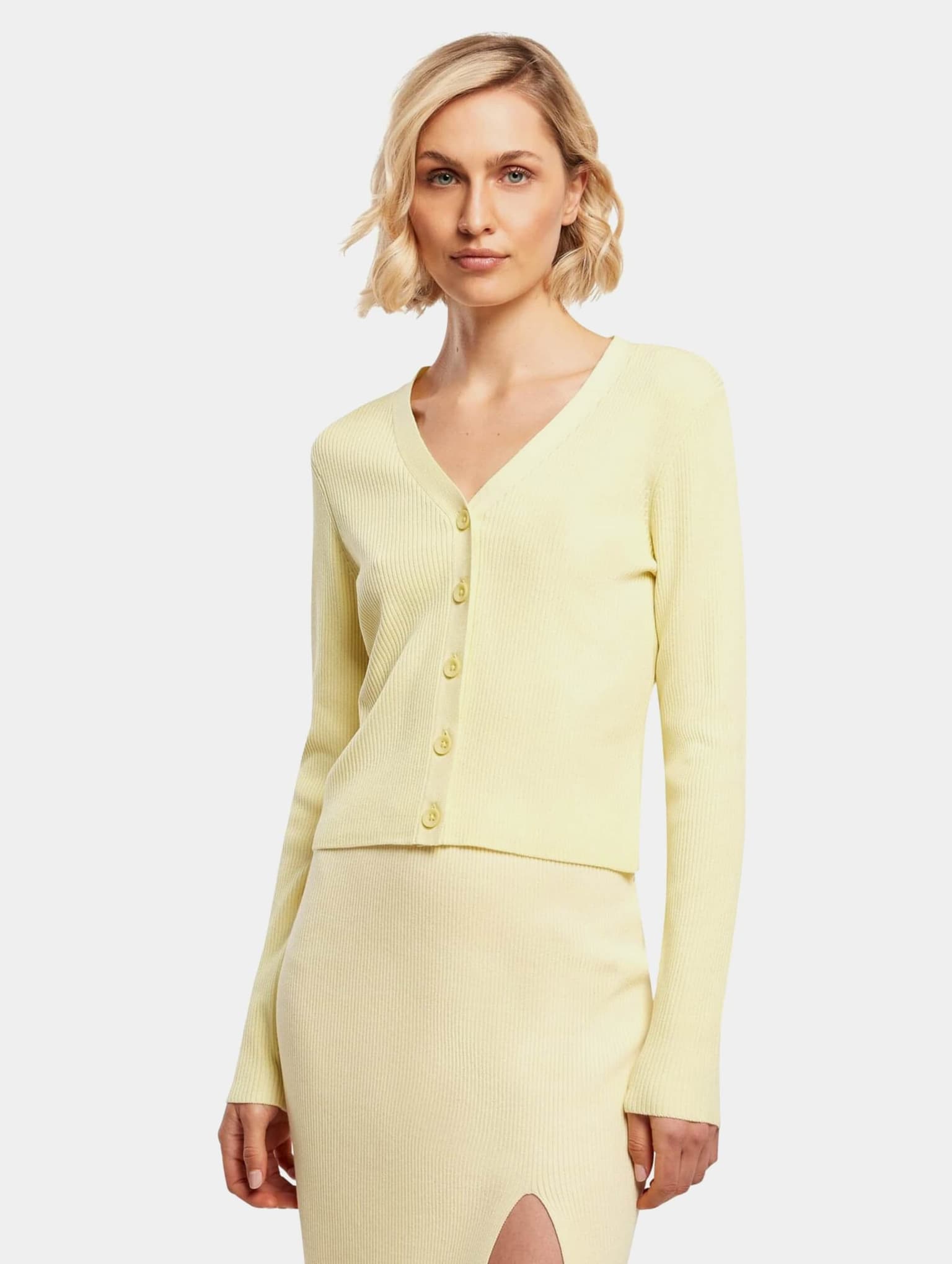 Urban Classics Ladies Short Rib Knit Cardigan