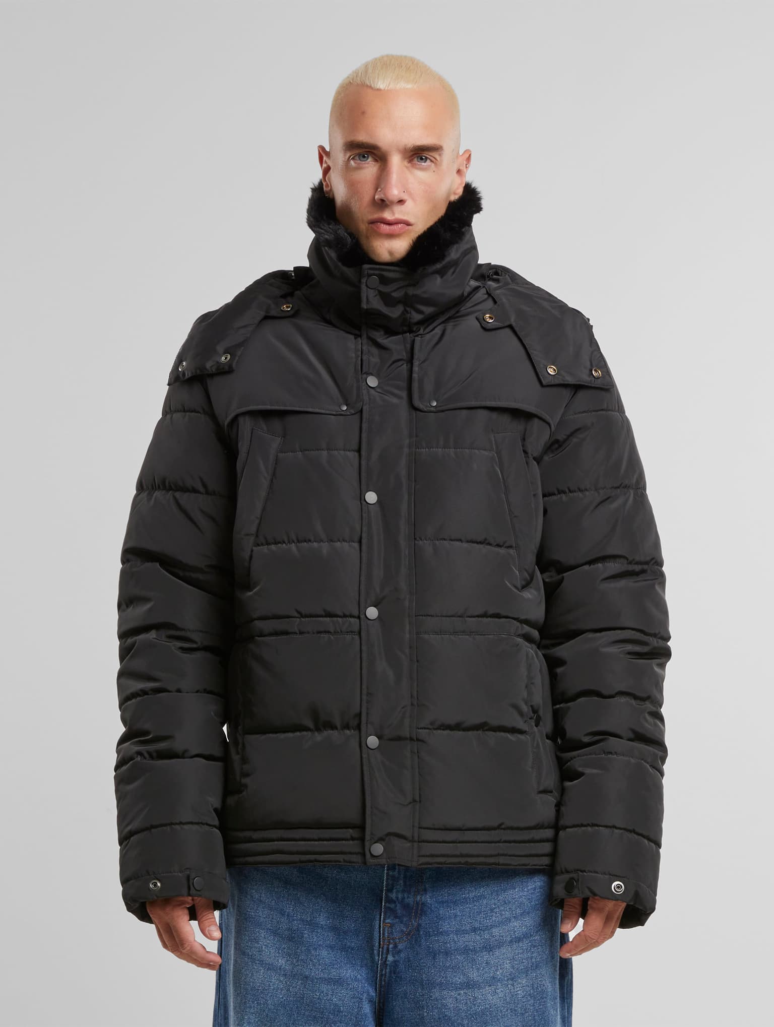 Urban Classics Puffer Jacket With Detachable Fur Collar – Bild 4