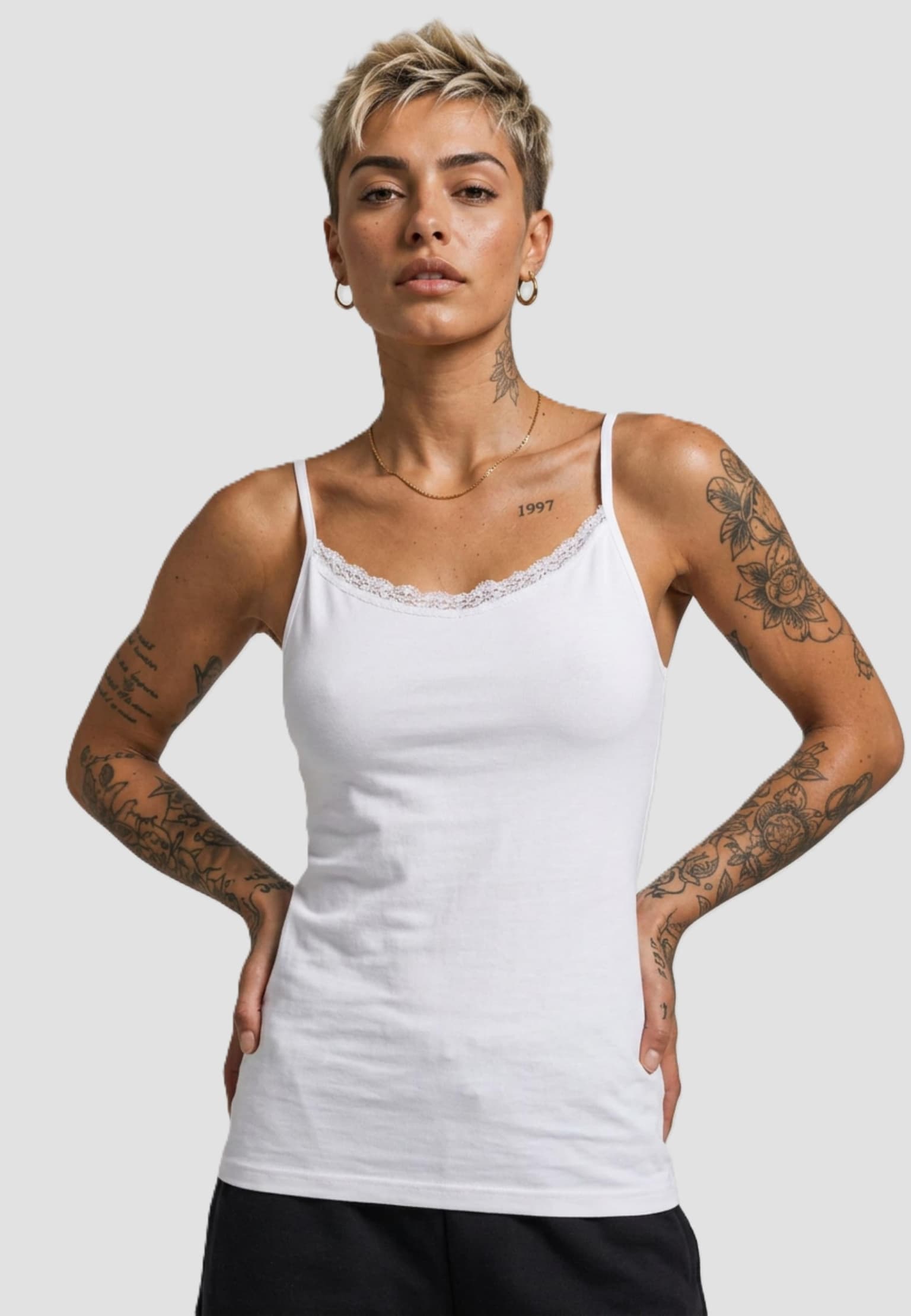 Urban Classics Ladies Basic Tank Top Cotton Lace 2-Pack – Bild 2