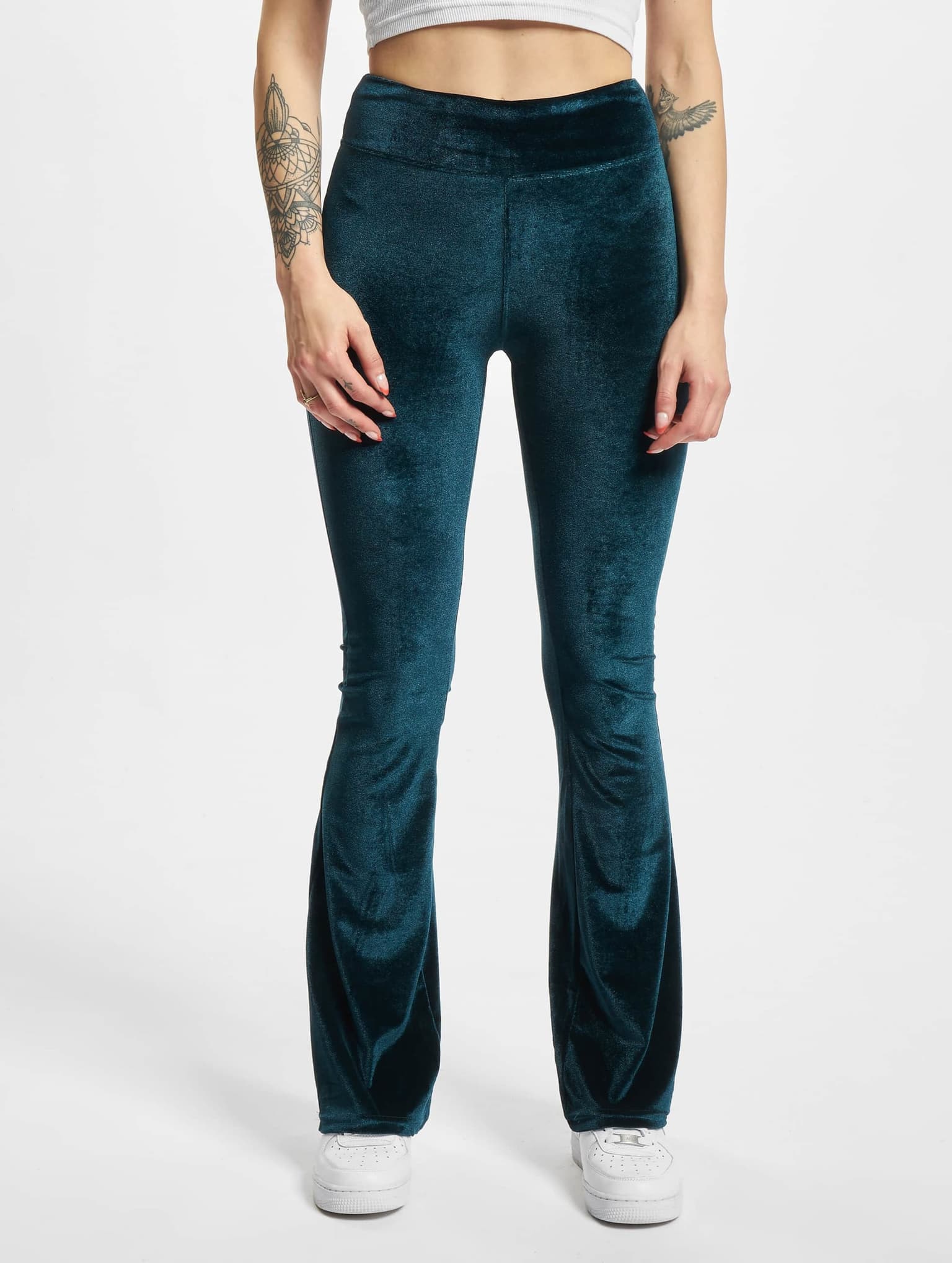 Urban Classics Ladies High Waist Velvet Boot Cut Leggings – Bild 3
