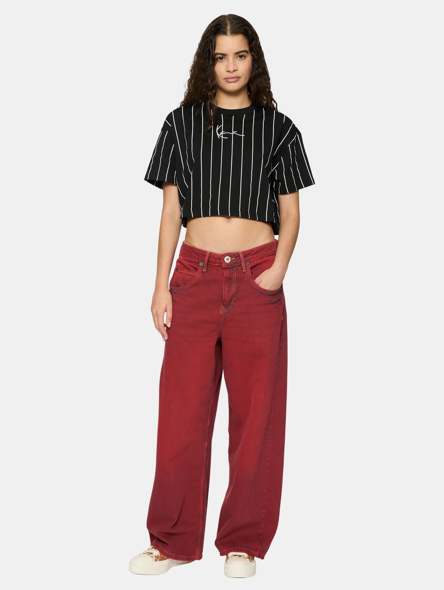 Karl Kani Small Signature Essential Pinstripe Crop T-Shirt – Bild 3