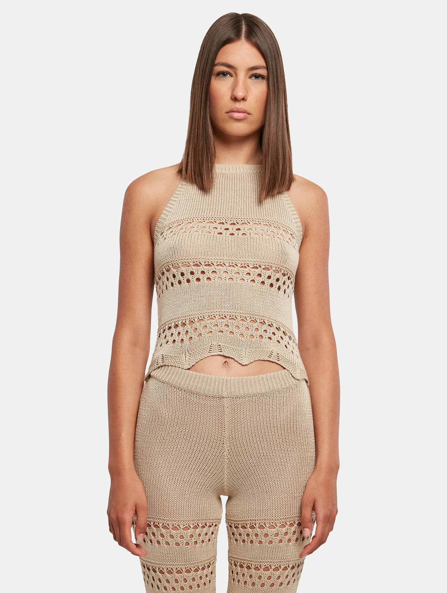 Urban Classics Ladies Short Crochet Knit Neckholder Top – Bild 3