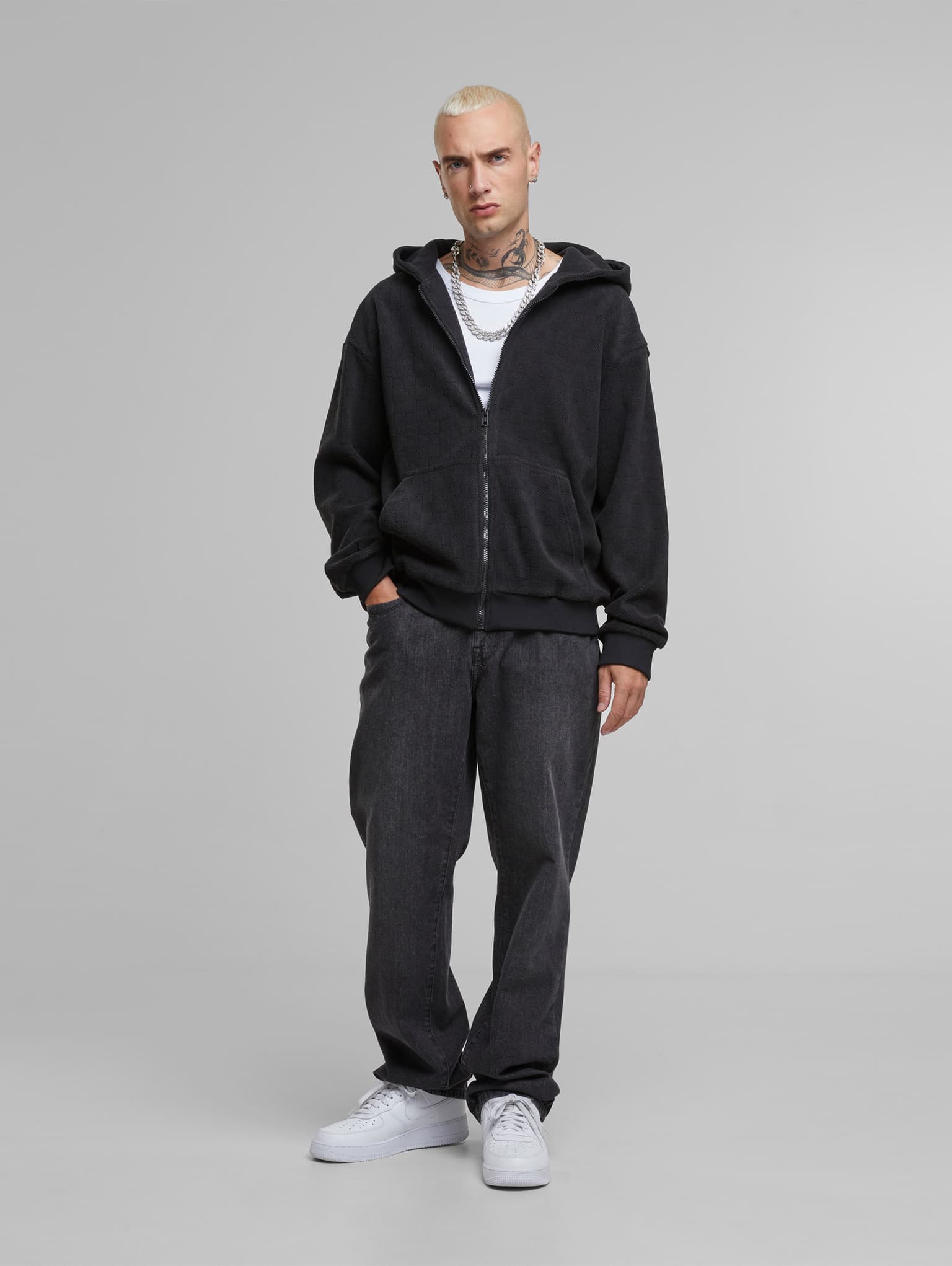 Urban Classics Jaquard Velvet Zip Hoodie – Bild 4
