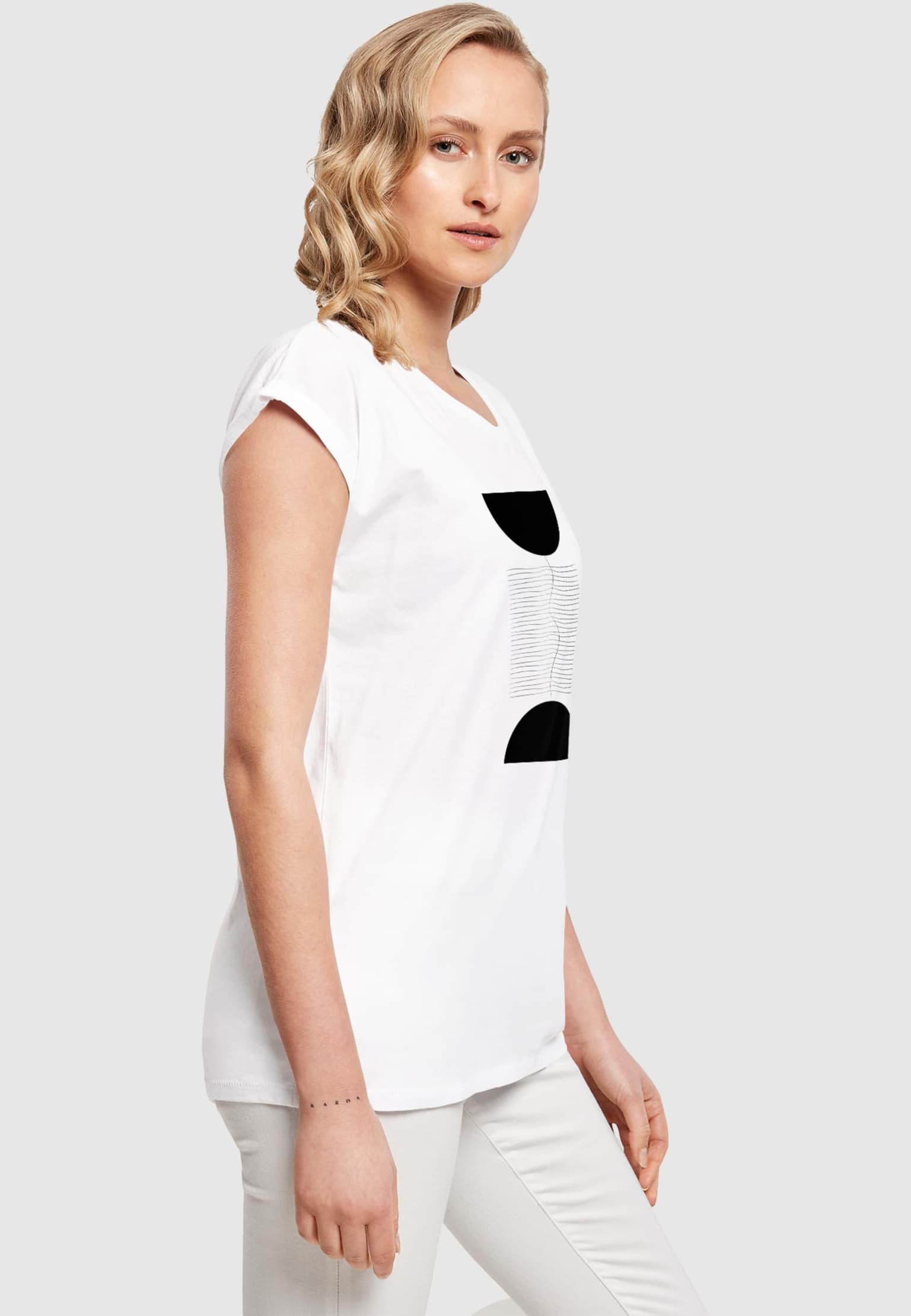 Merchcode Ladies Abstract Lines Extended Shoulder Tee – Bild 2