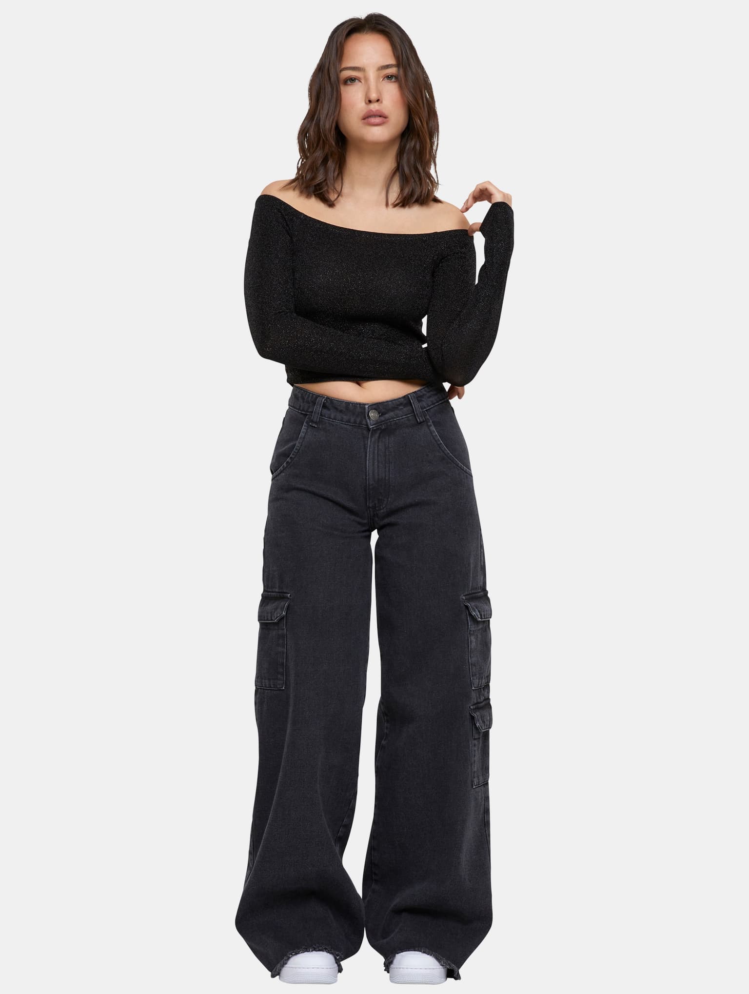 Urban Classics Ladies Off Shoulder Glitter Longsleeve – Bild 4