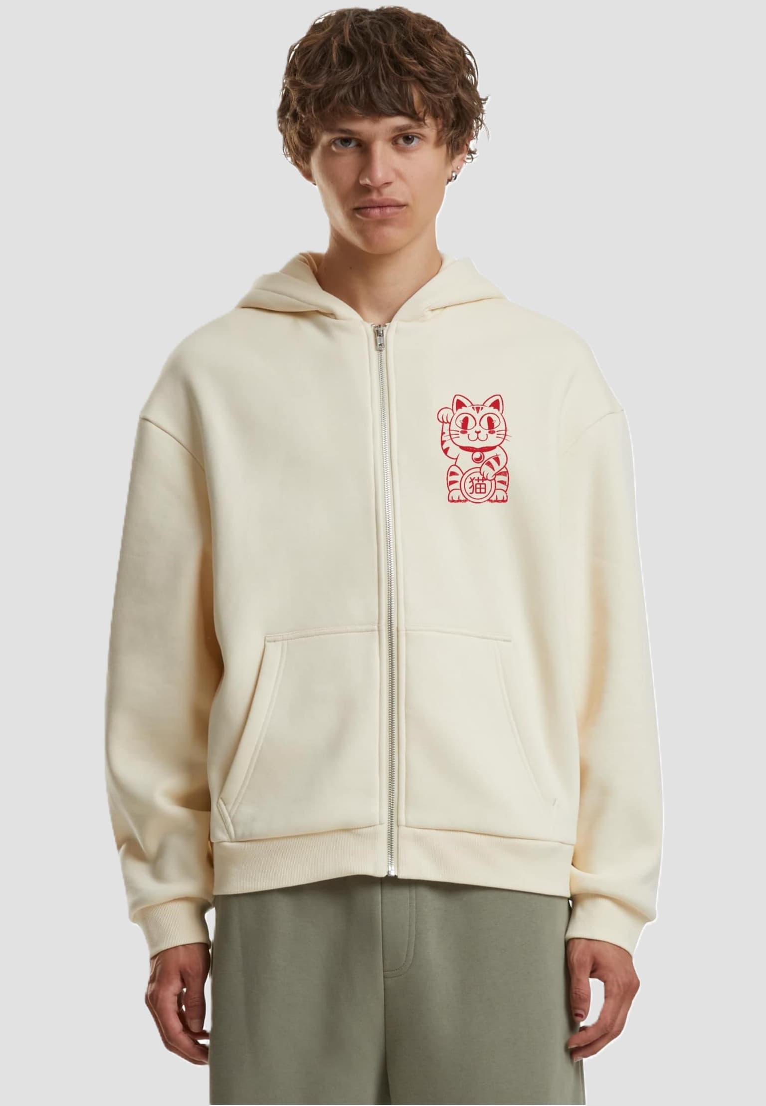 Mister Tee Good Luck Cat Fluffy Zip Hoody