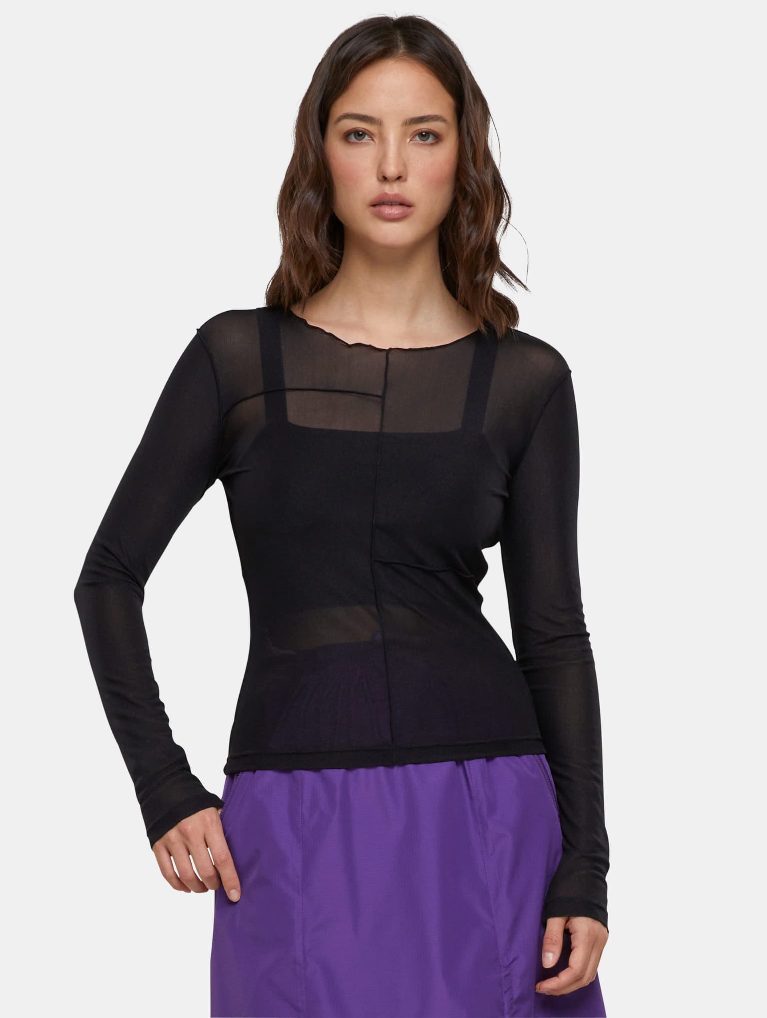 Urban Classics Ladies Exposed Seam Mesh Longsleeve