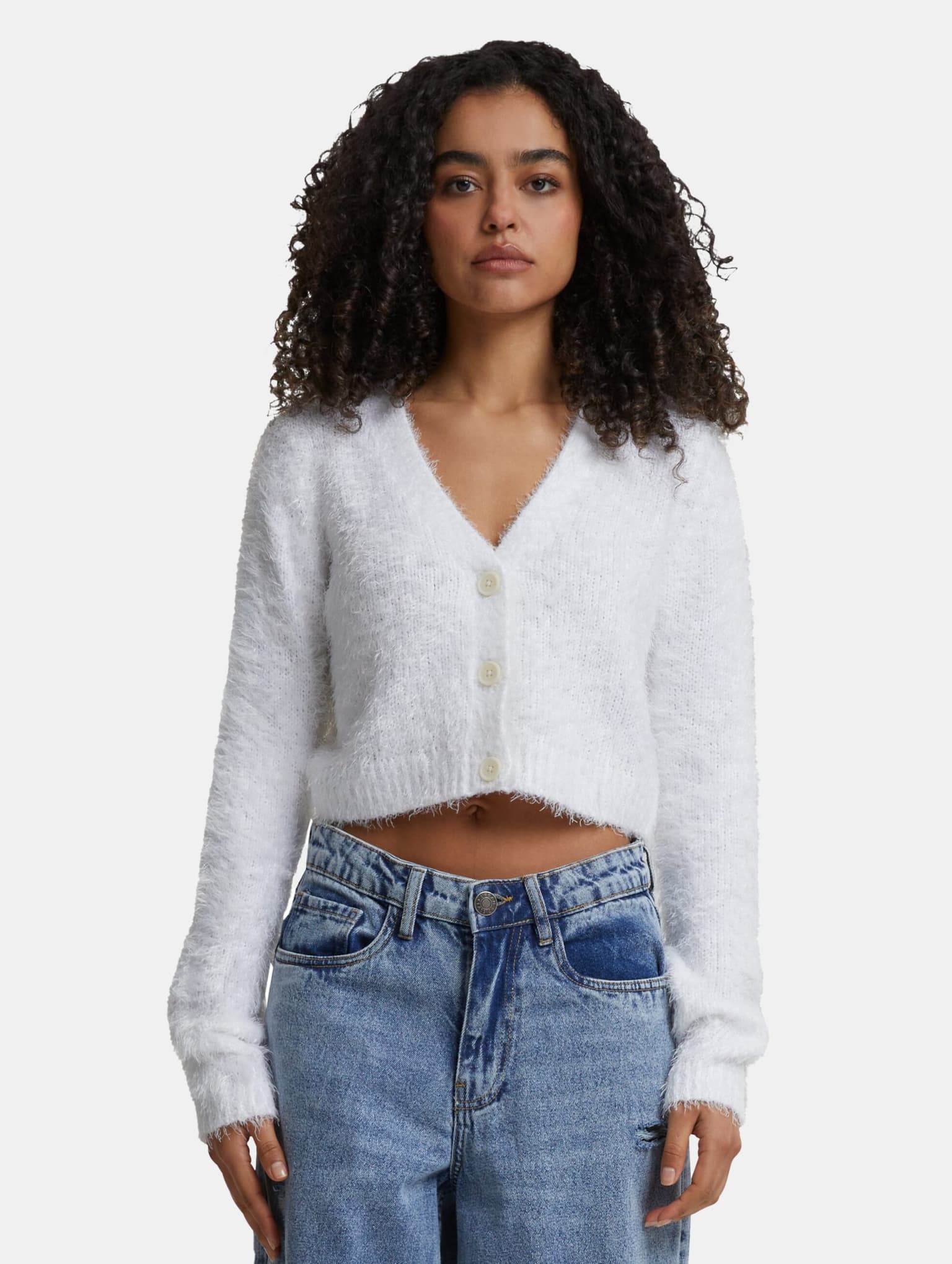 Urban Classics Ladies Cropped Feather Strickjacke – Bild 3