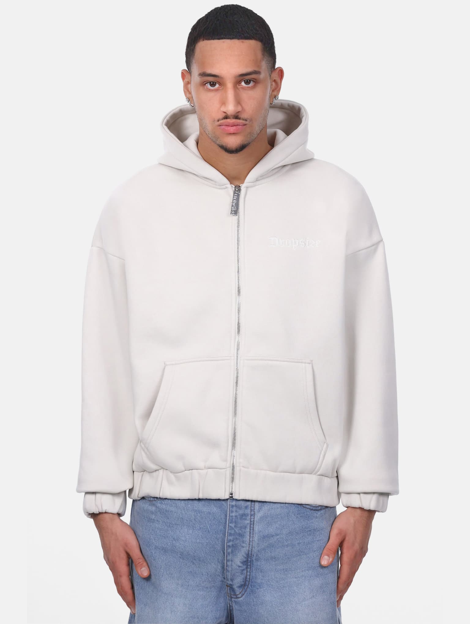Dropsize HEAVY OVERSIZE EMBO ZIPPER HOODIE