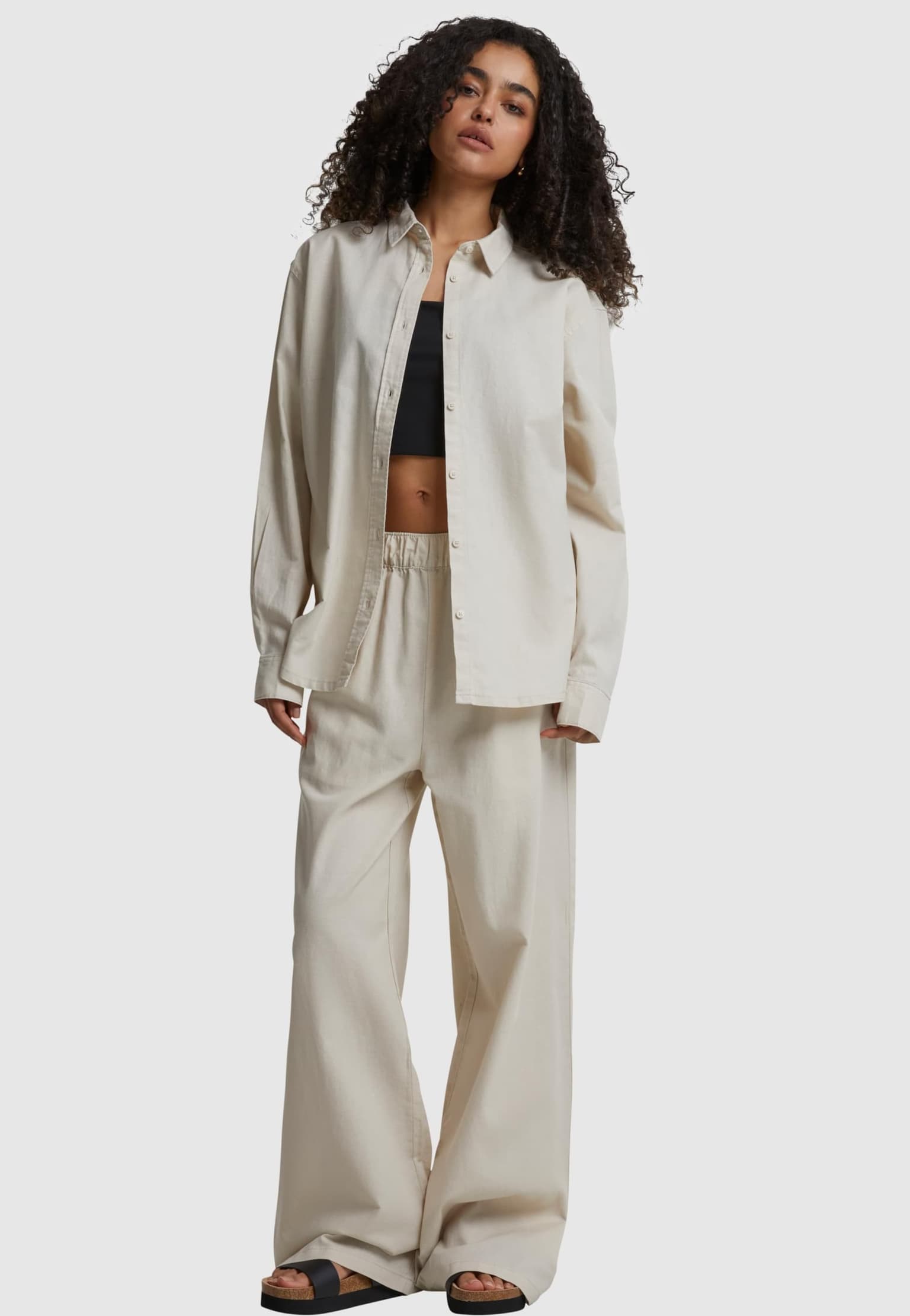 Urban Classics Ladies Linen Mixed Wide Pants – Bild 4