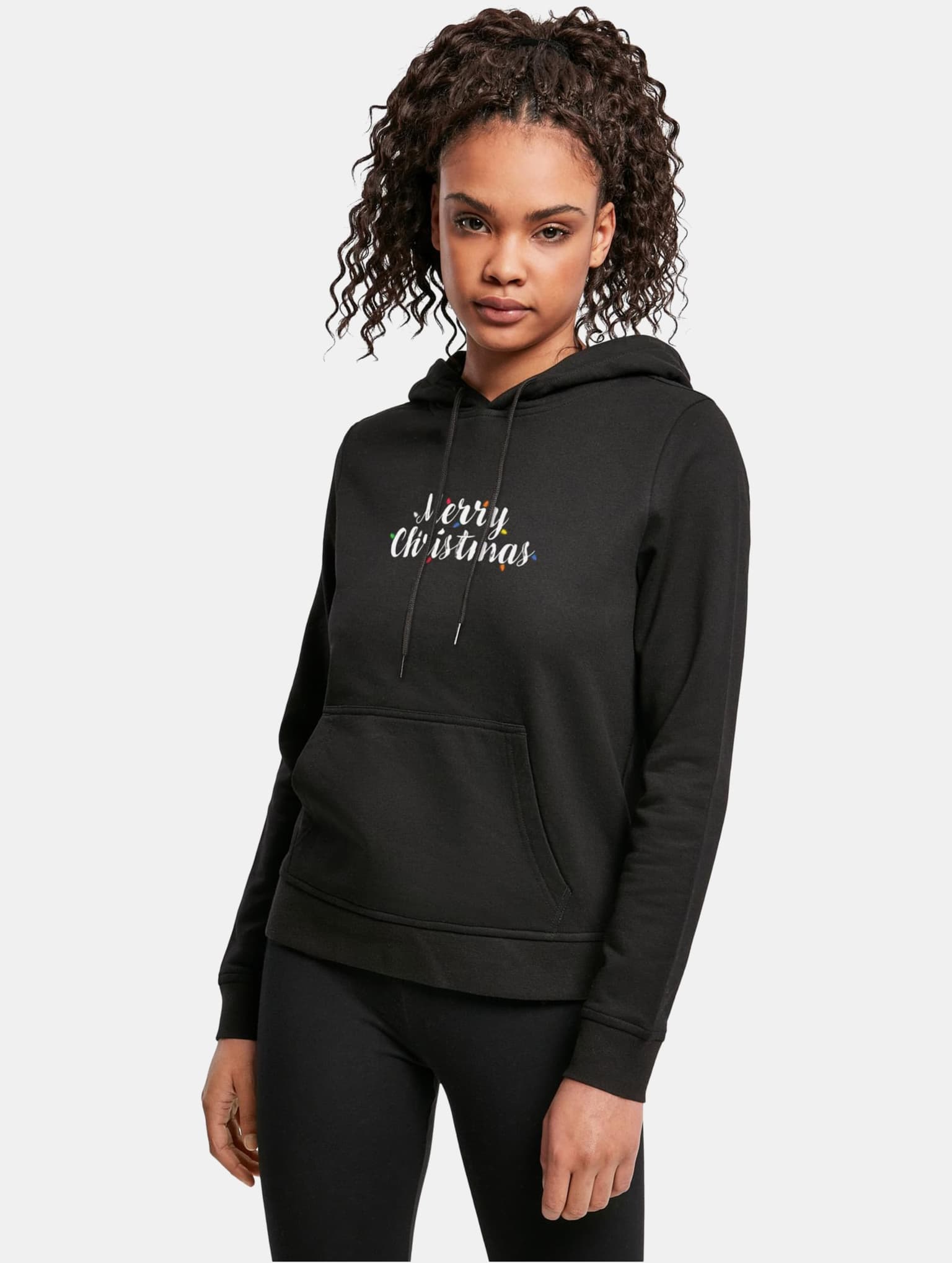 Merchcode POD Ladies Merry Christmas Lights Basic Hoody