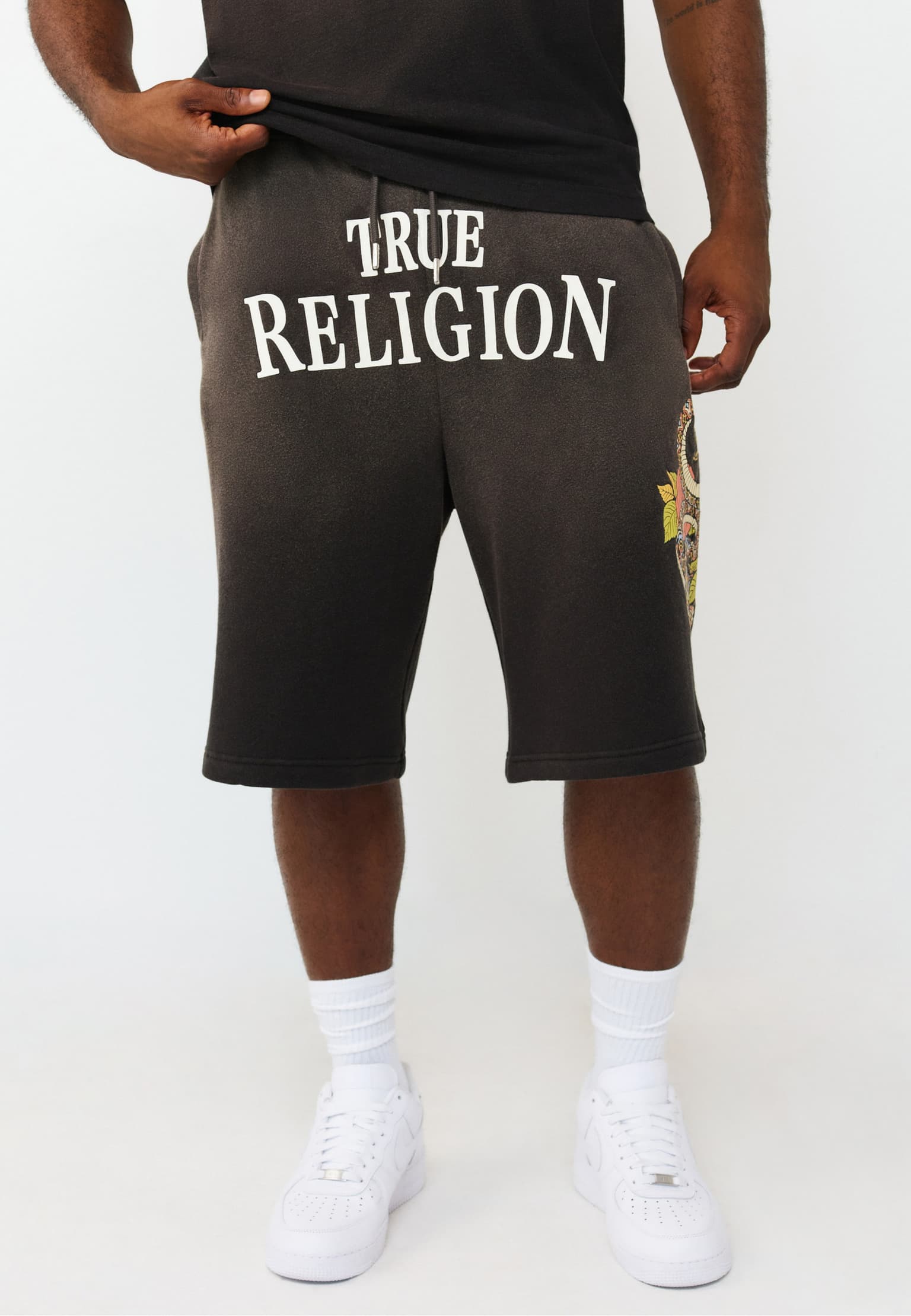 True Religion FLORAL SNAKE MIKEY SWEATSHORTS