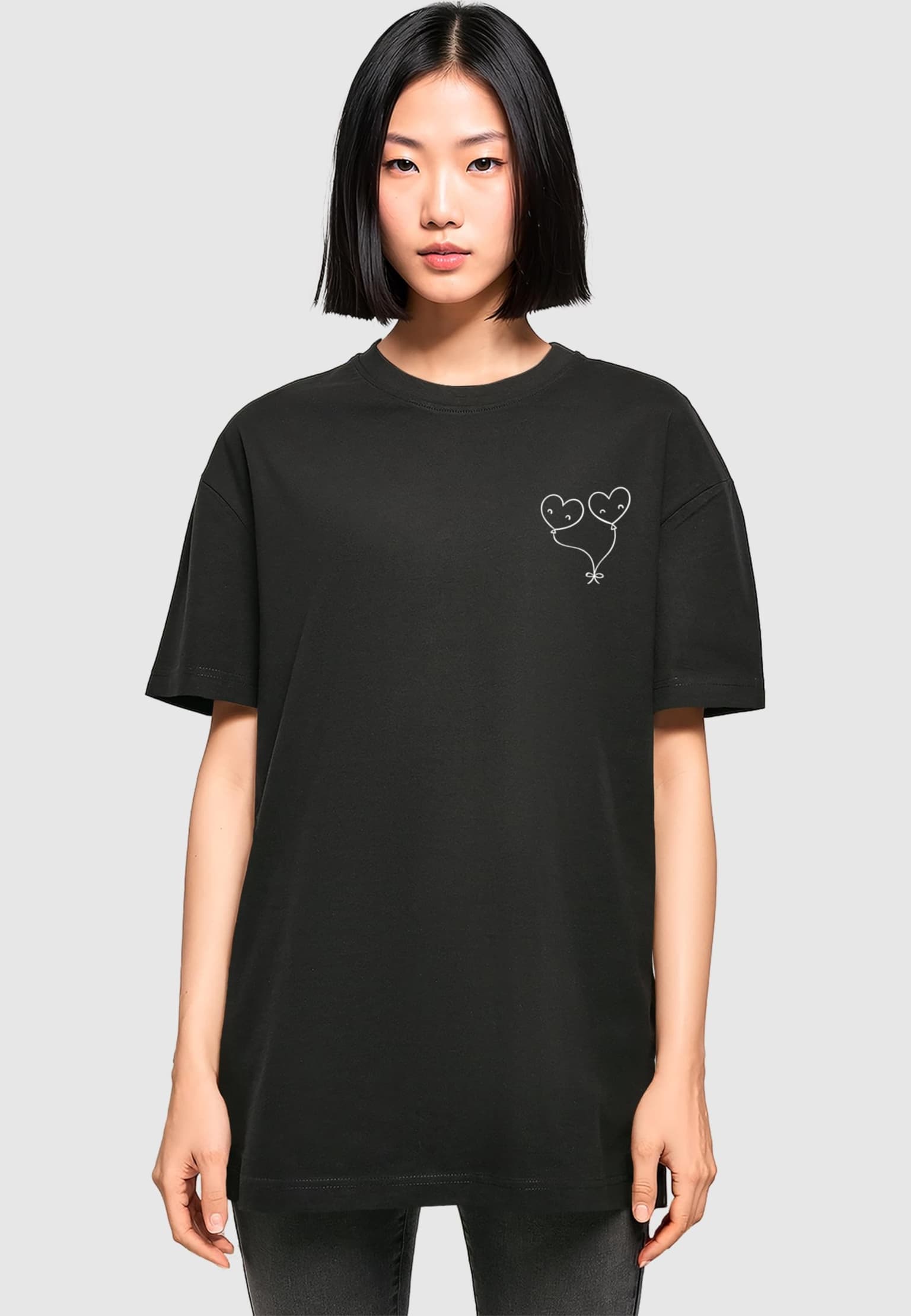 Merchcode Ladies Hugs & Love - Ballon Oversized Boyfriend Tee