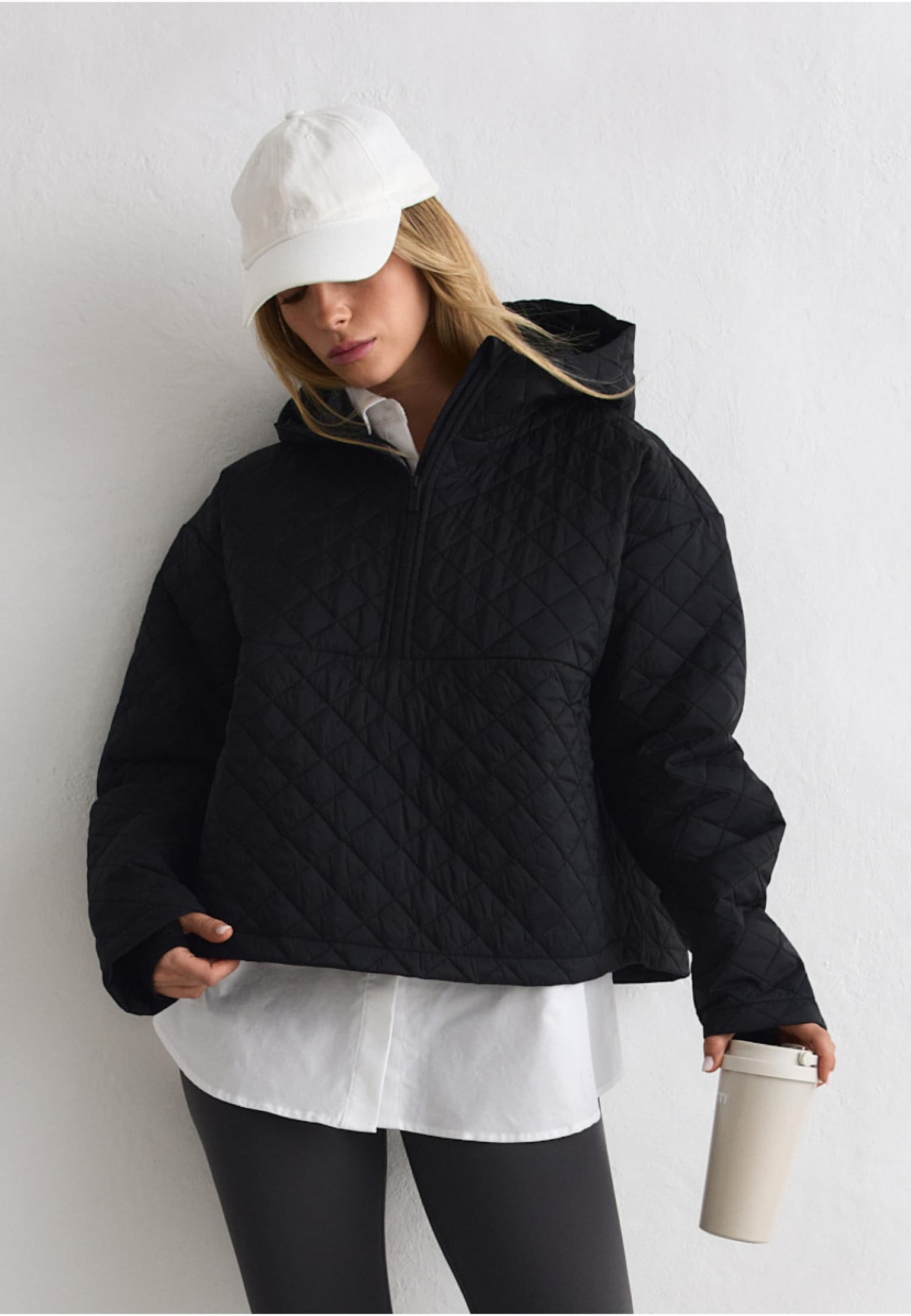 aimn Cropped Quilted Anorak
