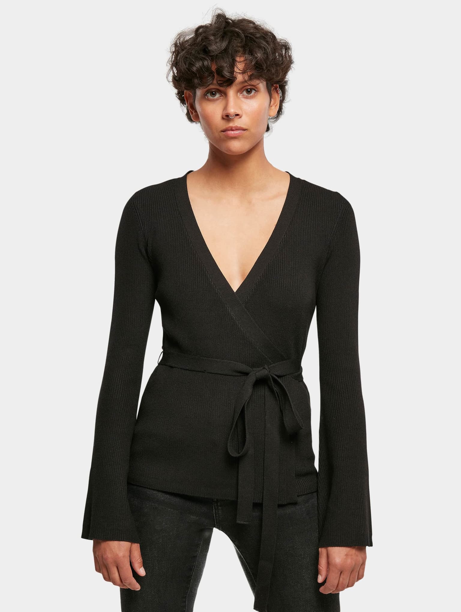 Urban Classics Ladies Rib Knit Wrapped Cardigan
