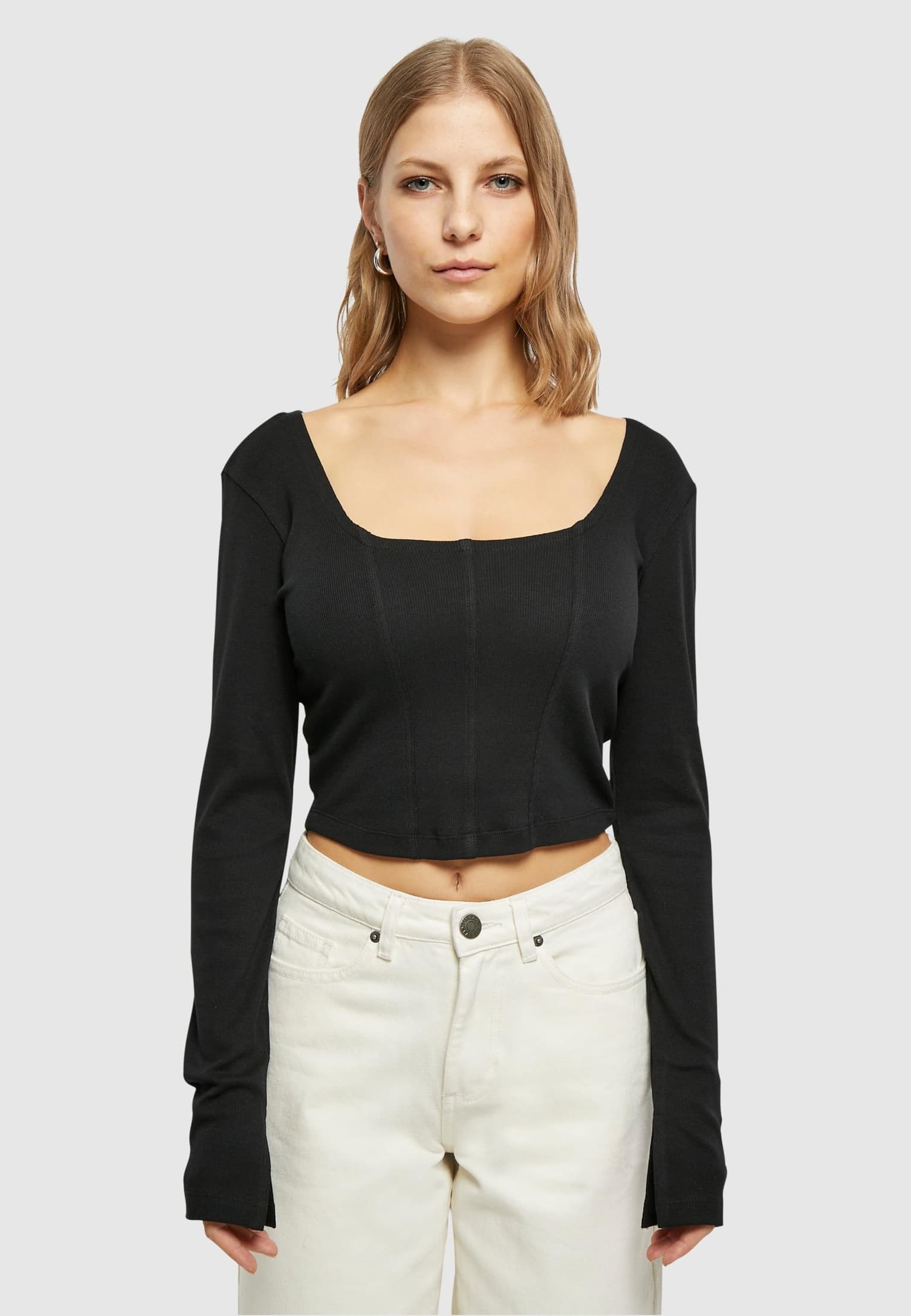 Urban Classics Ladies Short Rib Corsage Longsleeve – Bild 3