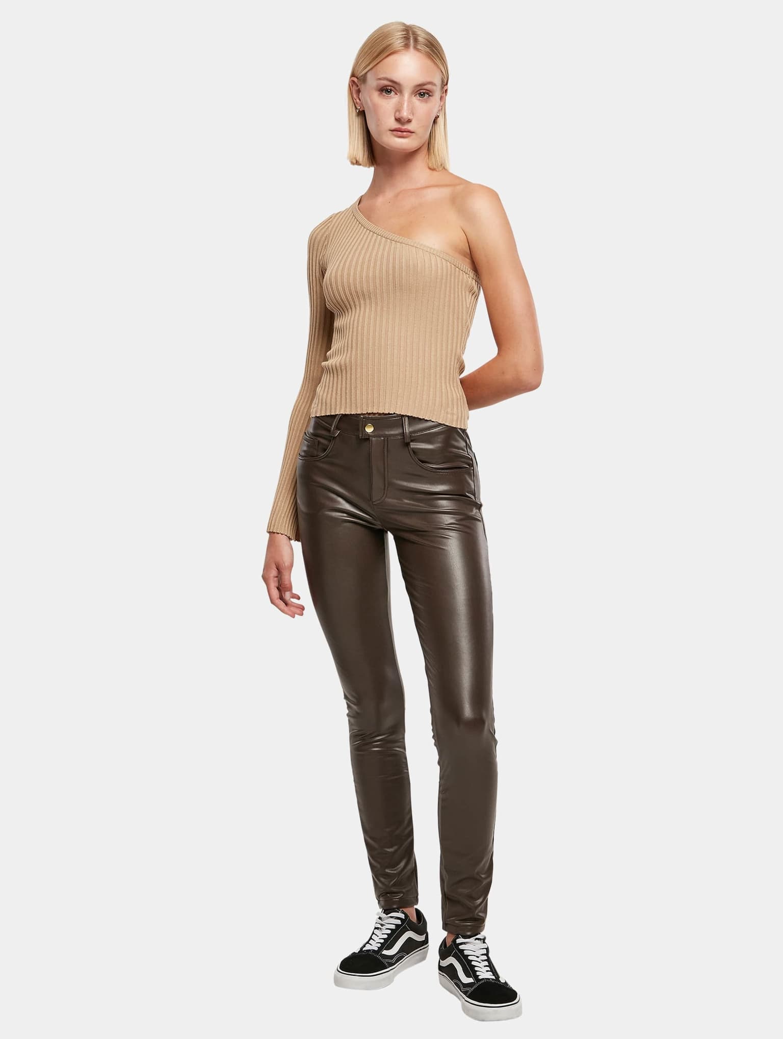 Urban Classics Ladies Short Rib Knit One Sleeve Sweater – Bild 3
