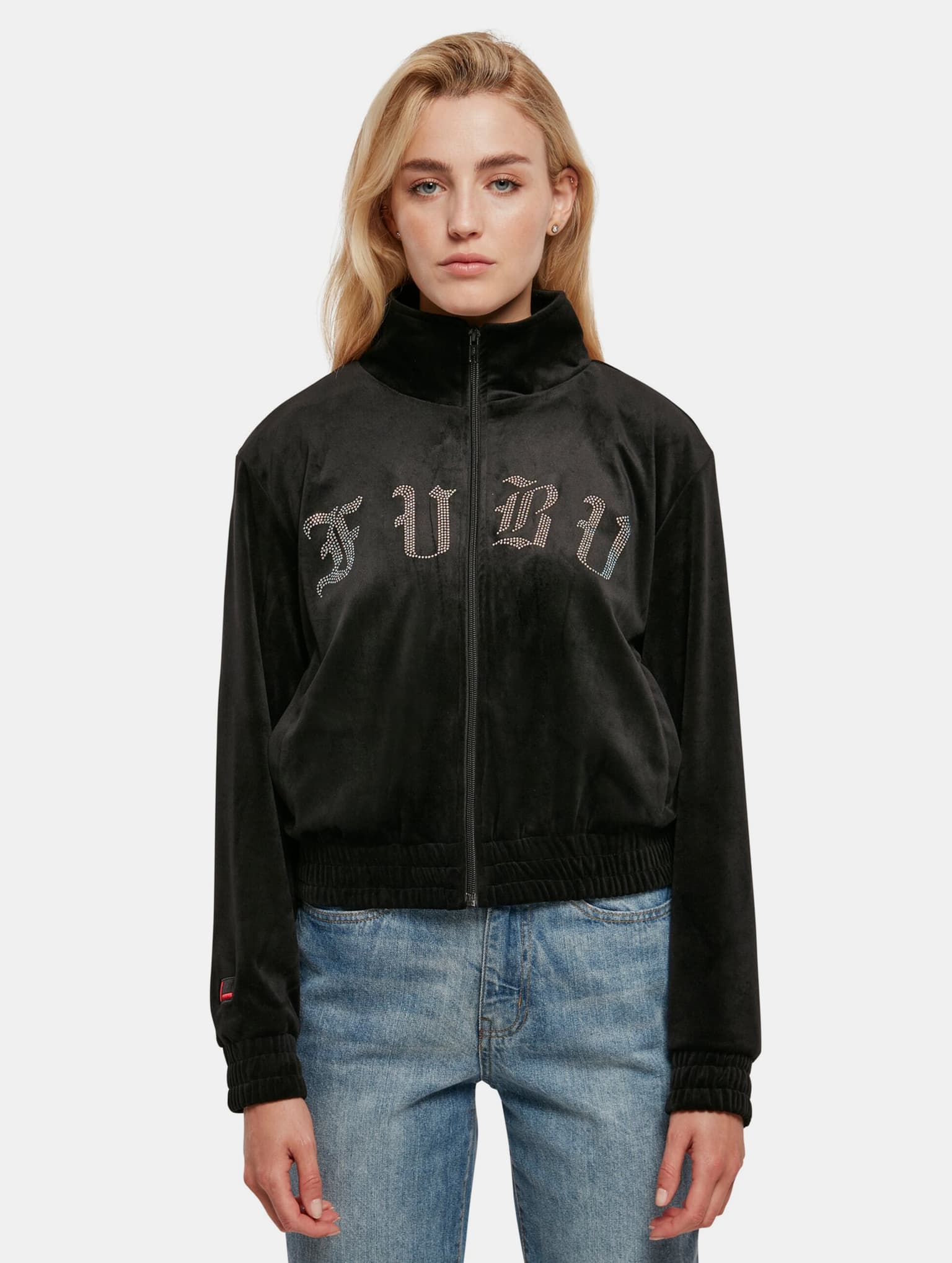 Fubu Corporate Rhinestone Velours Track Jacket black – Bild 3