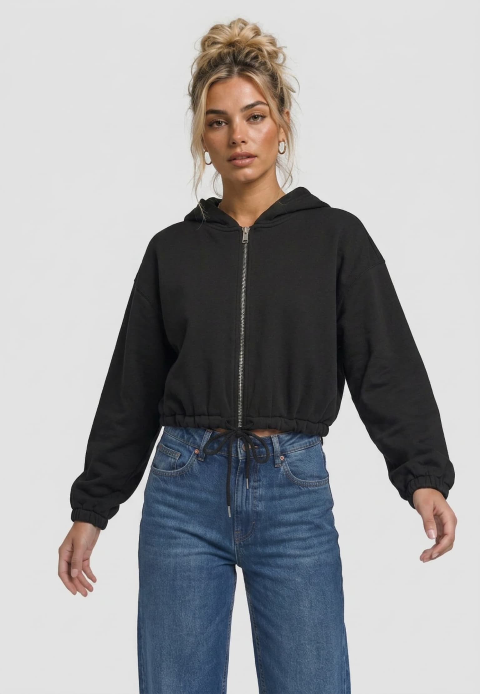 Urban Classics Ladies Fluffy Cropped Zip Hoodie