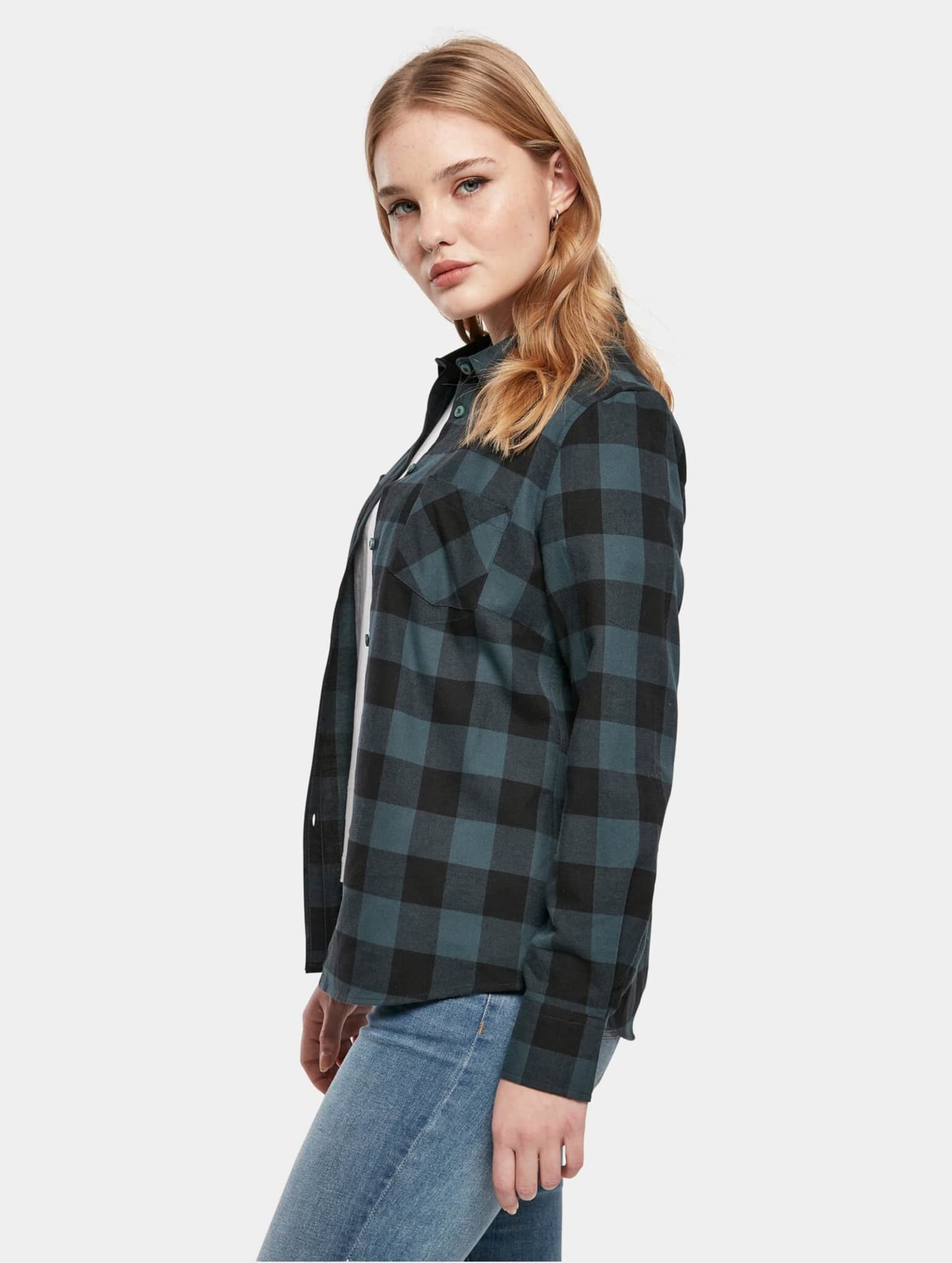Urban Classics Ladies Turnup Checked Flanell Shirt – Bild 4
