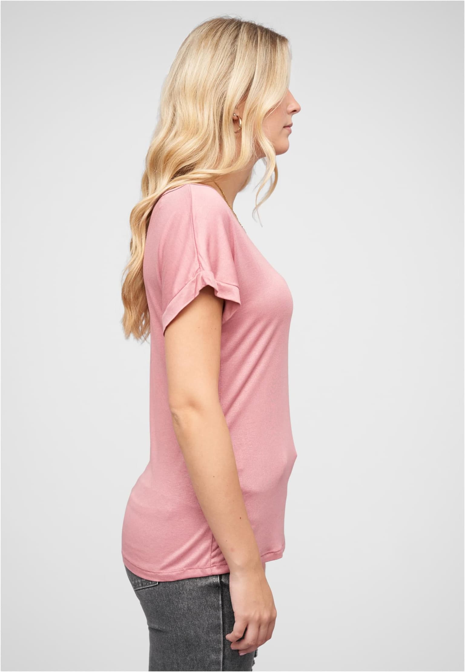 Cloud5ive Viskose T-Shirt mit Ärmelumschlag und Rundhals – Bild 4