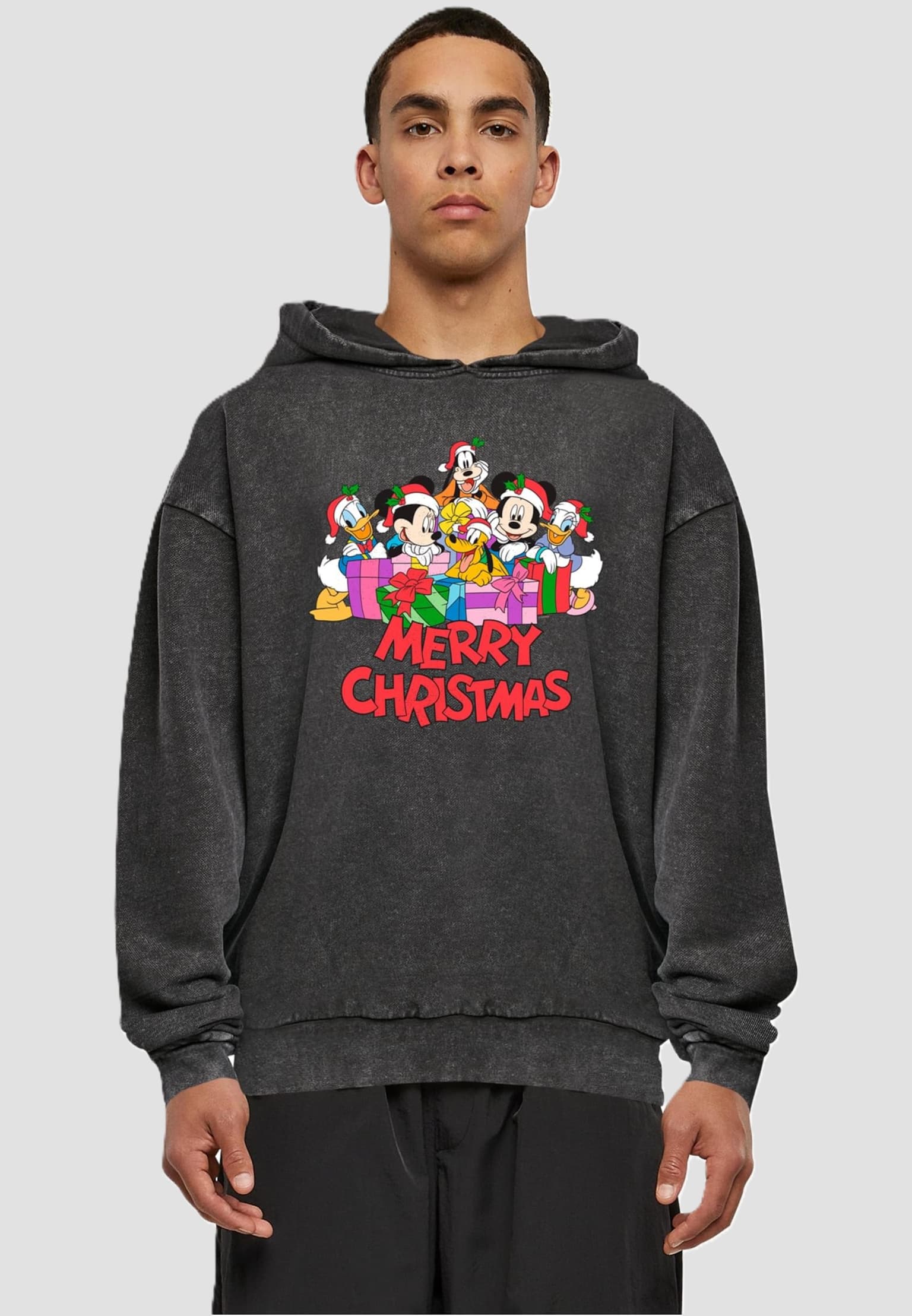 Absolute Cult Mickey Mouse And Friends - Christmas Acid Washed Oversize Hoody
