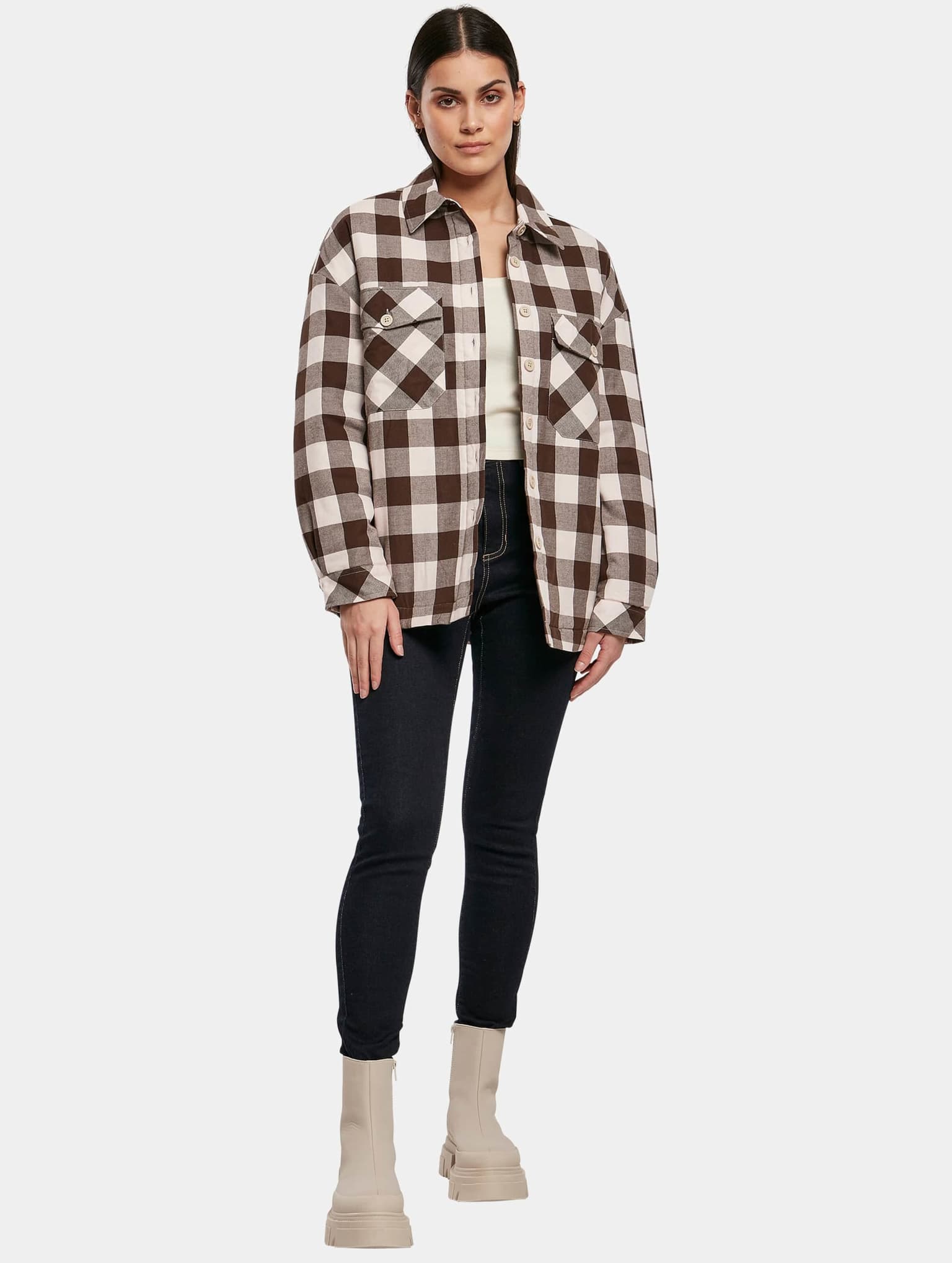Urban Classics Ladies Flanell Padded Overshirt – Bild 3