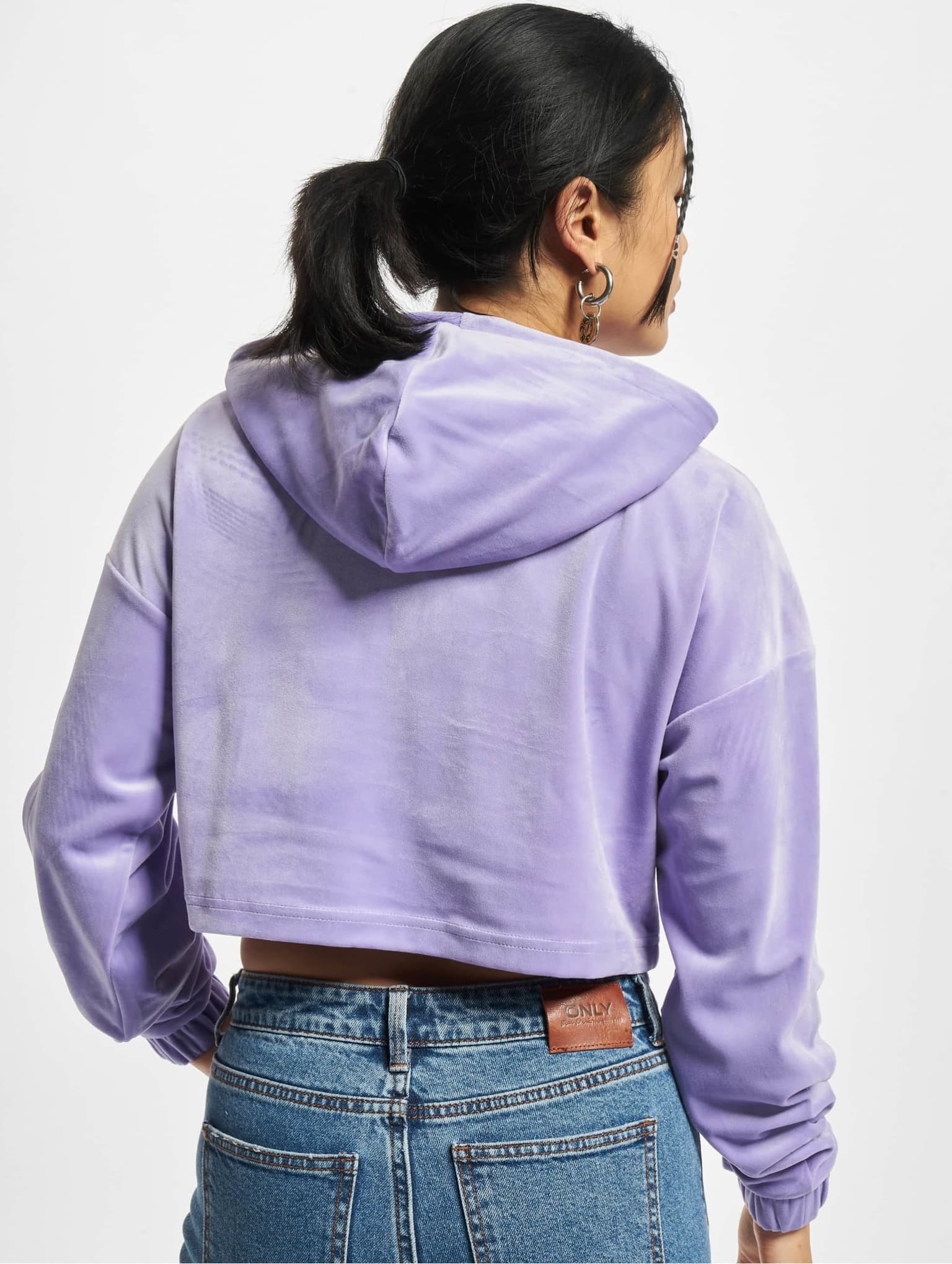 Urban Classics Ladies Cropped Velvet Oversized Hoody – Bild 2