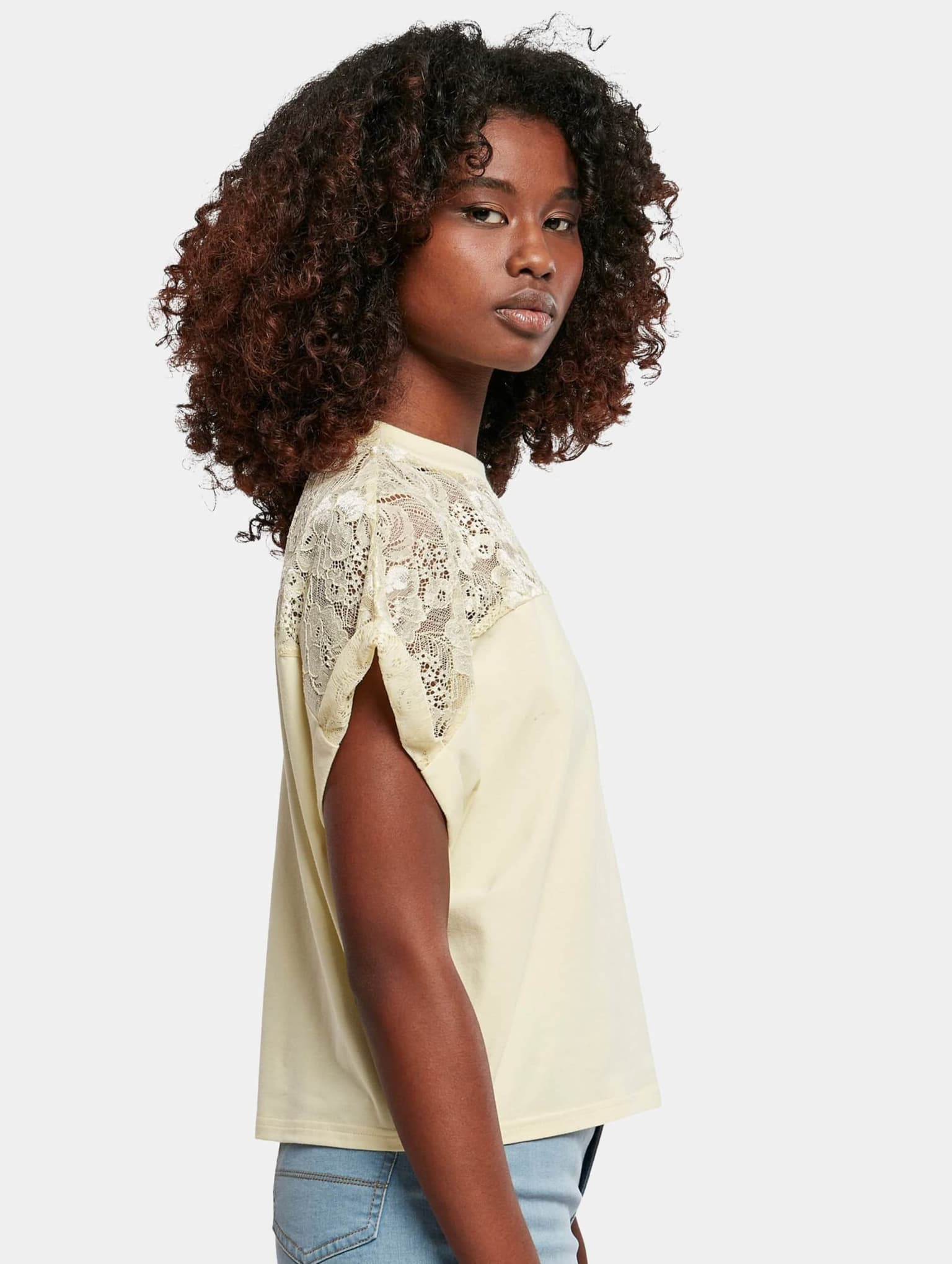 Urban Classics Ladies Short Oversized Lace Tee – Bild 3