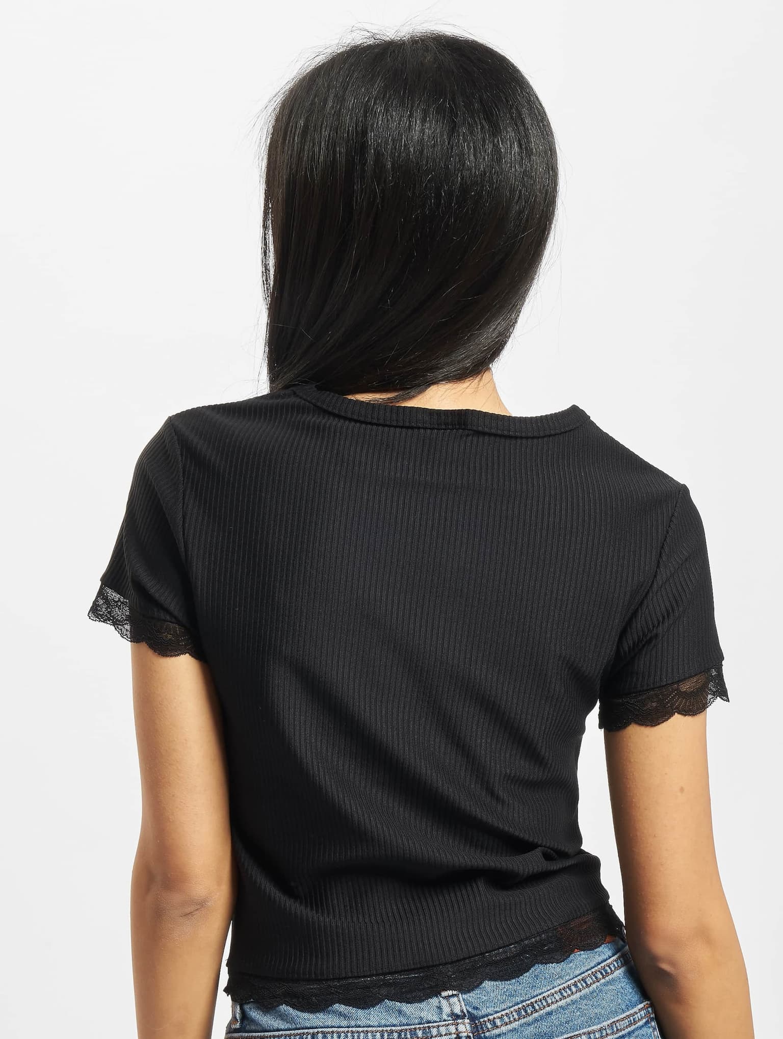 Urban Classics Ladies Cropped Lace Hem Tee – Bild 2
