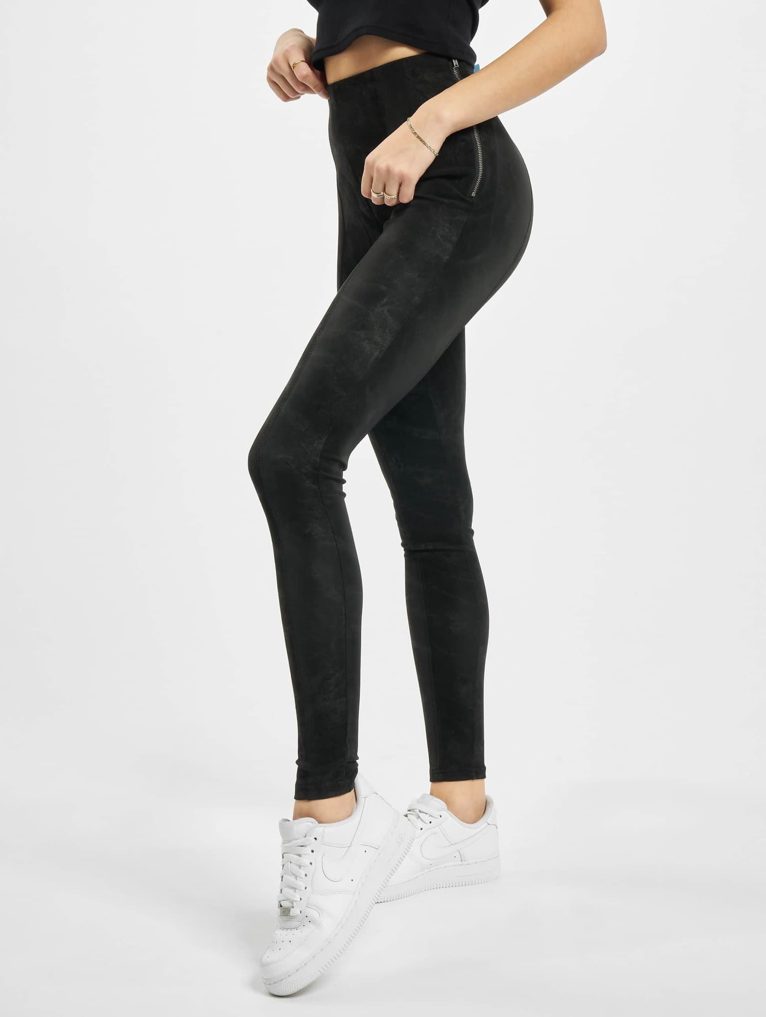 Urban Classics Ladies Washed Faux Leather Pants
