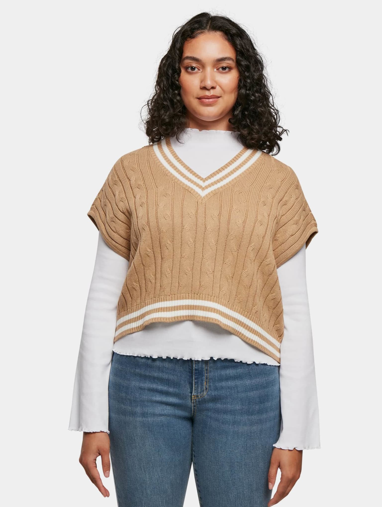 Urban Classics Ladies Cropped Knit College Slipover – Bild 3