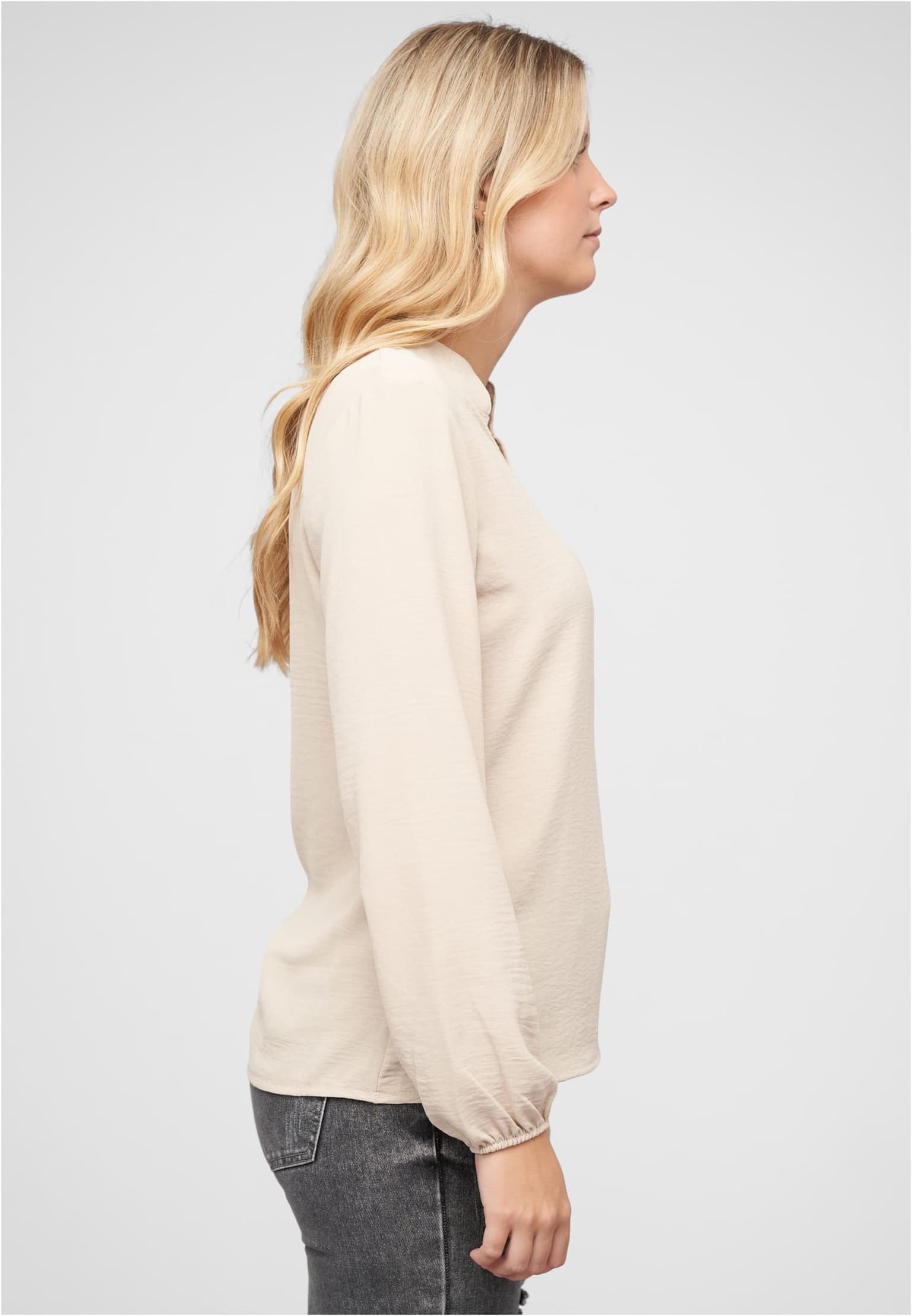 Cloud5ive Musselin Bluse mit V-Neck und Stehkragen – Bild 4