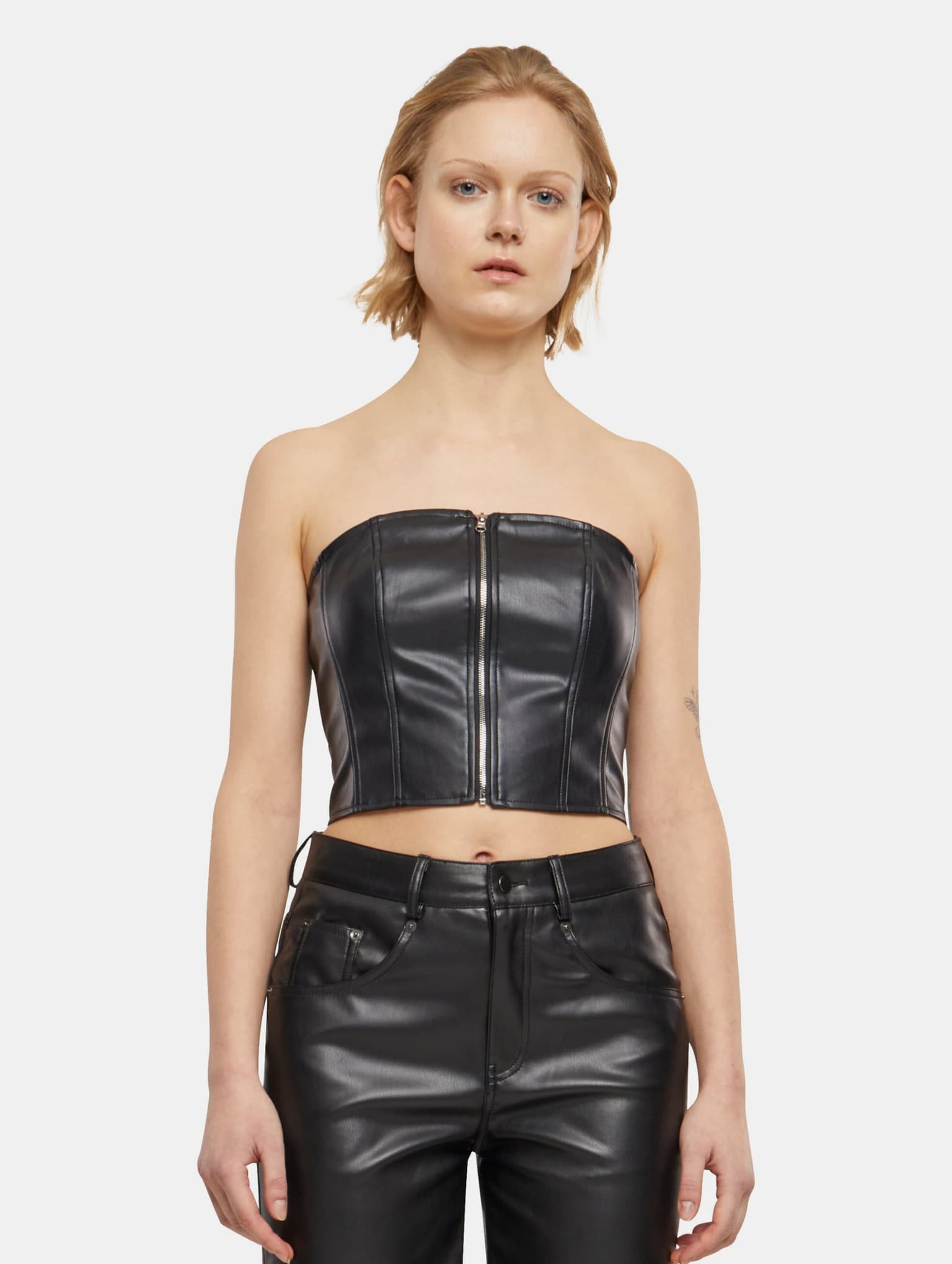 Urban Classics Ladies Synthetic Leather Bandeau Top