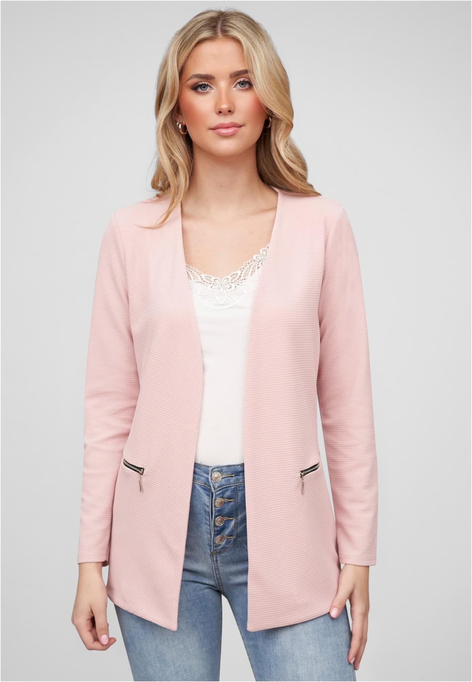 Cloud5ive Damen Blazer mit 2-Zip-Pockets u. Strukturstoff