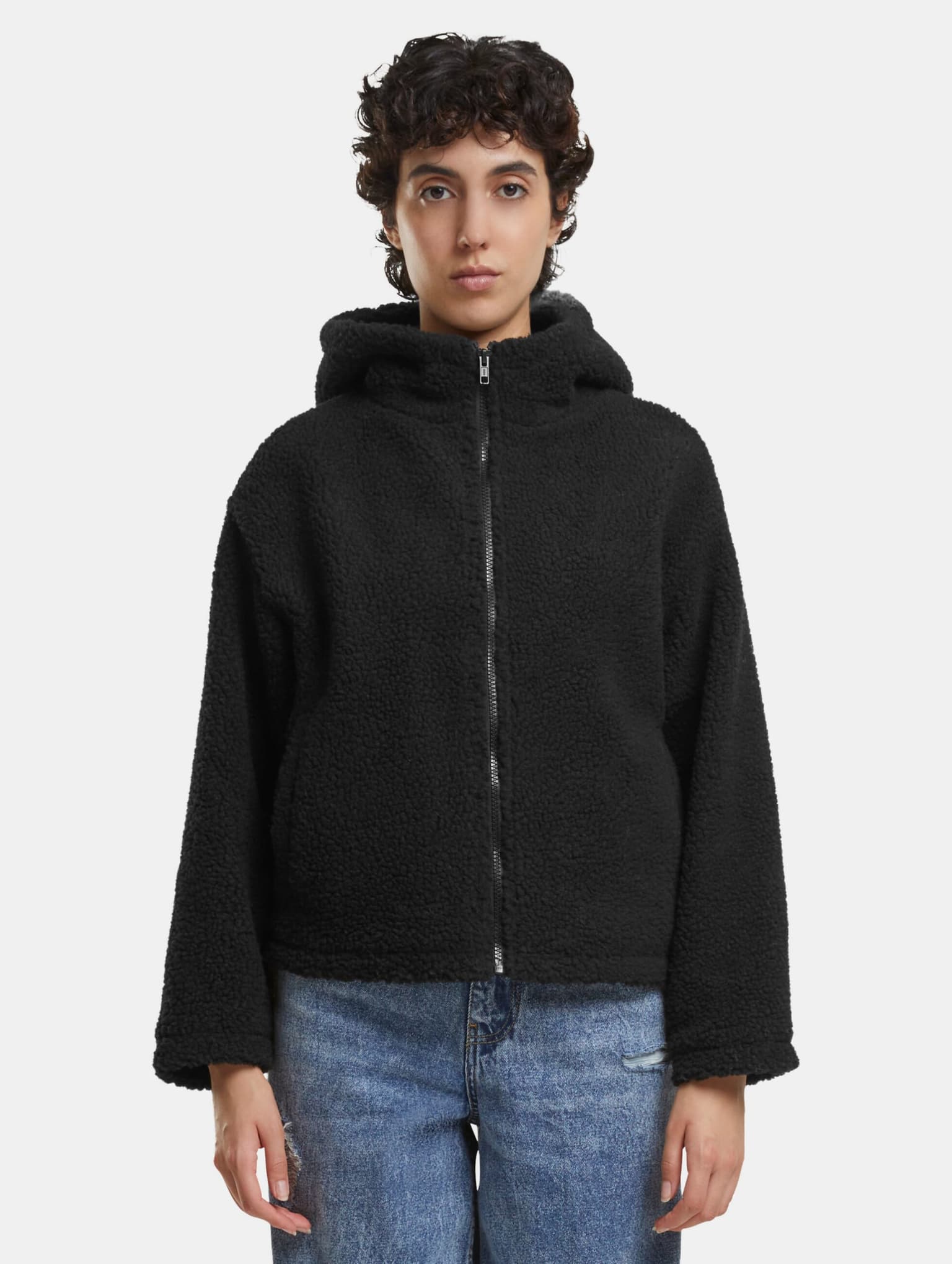 Urban Classics Ladies Short Hooded Sherpa Übergangsjacke – Bild 3